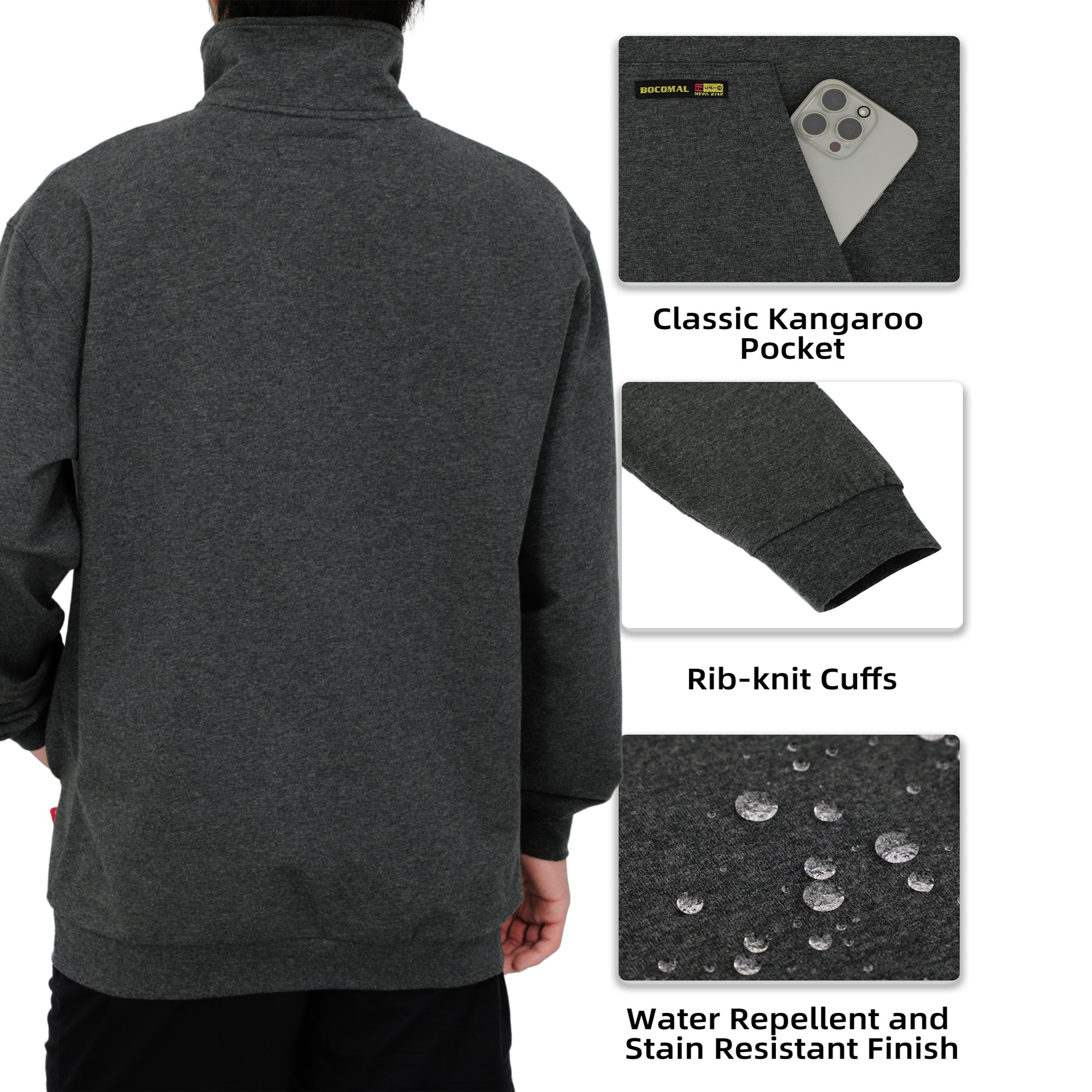 7.5OZ Midweight Non-Fleece Mock Neck FR Sweater Shirts-9013