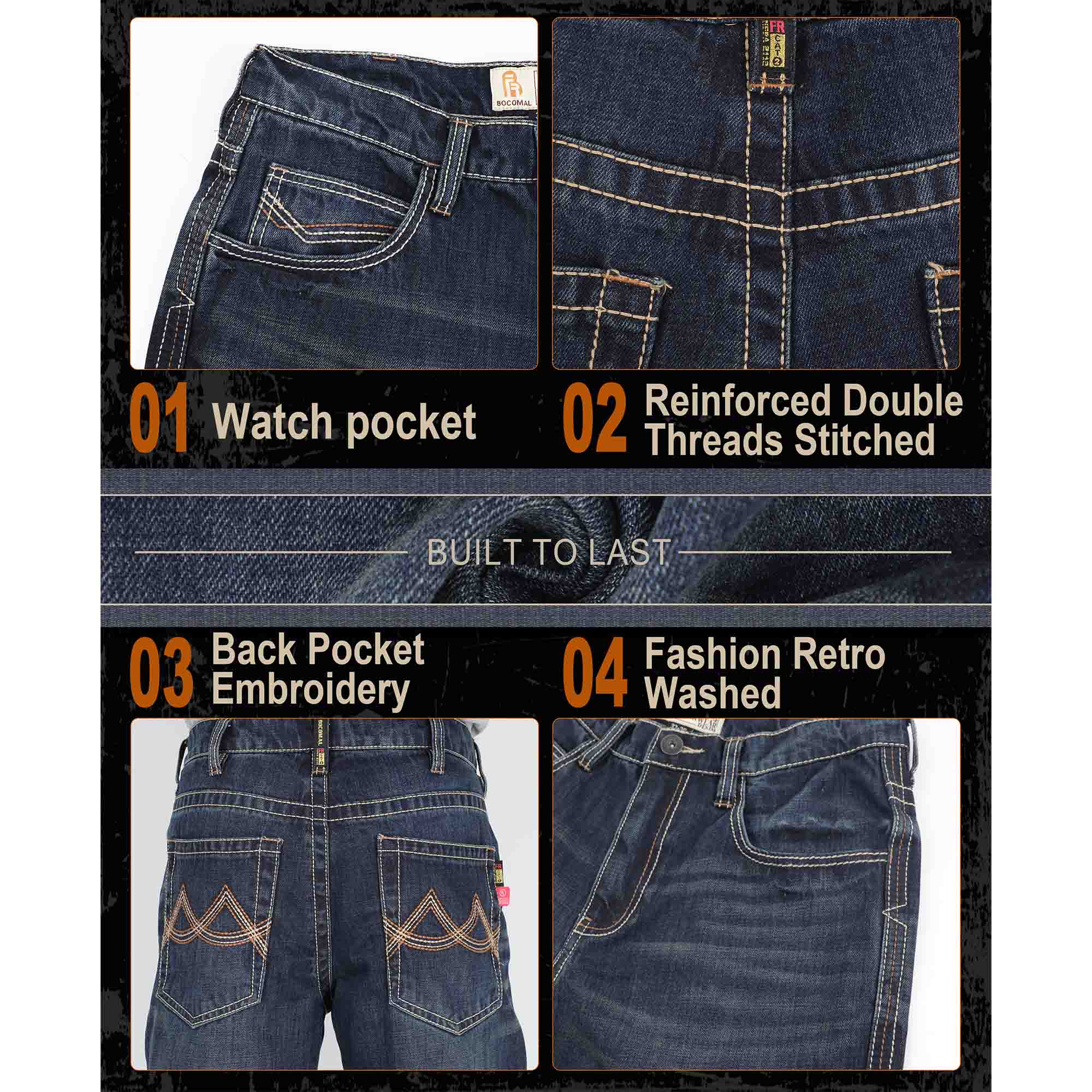 12 OZ Relaxed Fit Boot Cut Midweight Denim FR Jeans - 8305-1