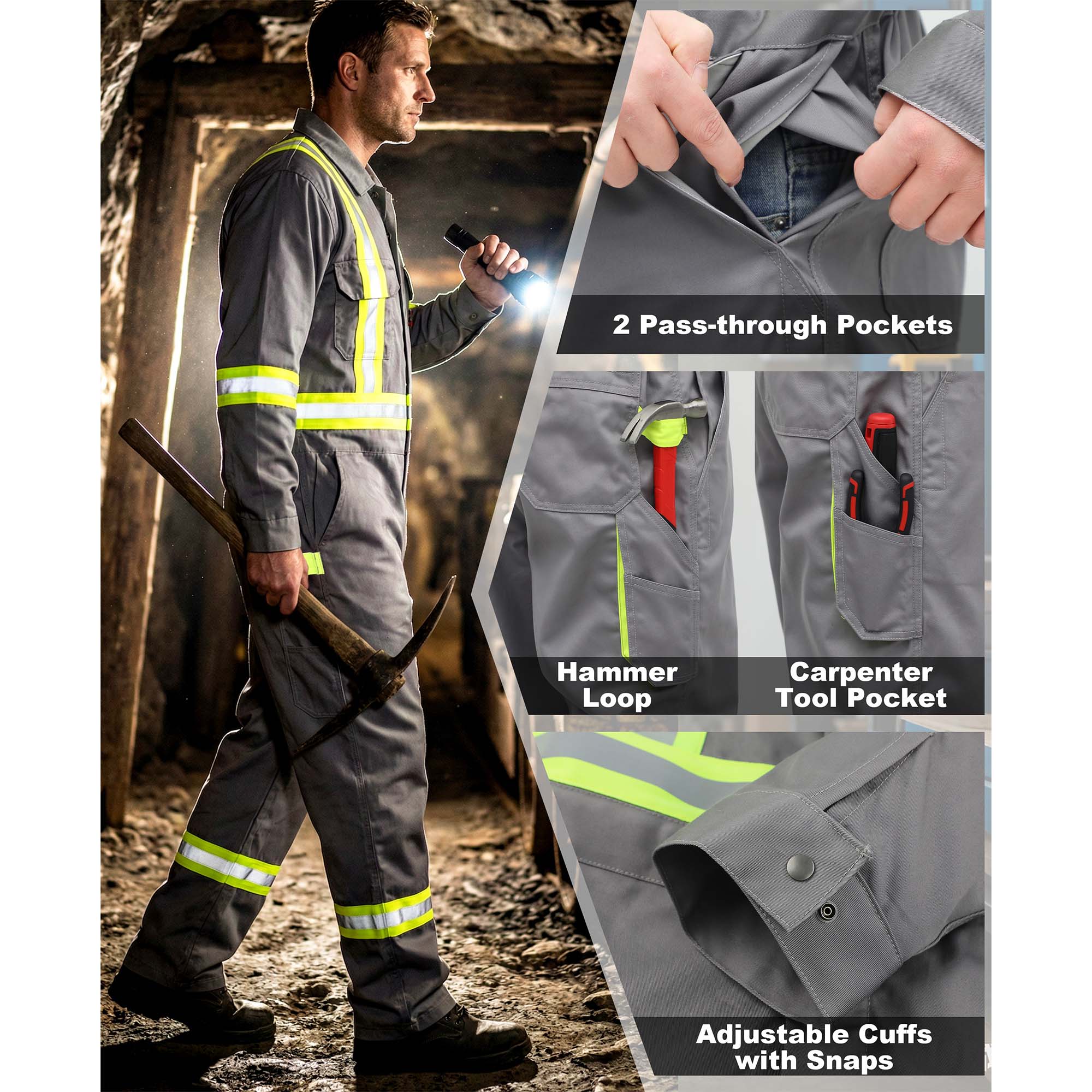7.5OZ Cotton Twill FR Hi Vis Work Coverall - 2401HV