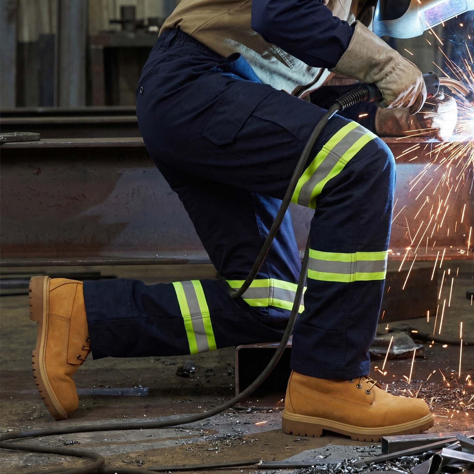 7OZ Hi Vis Rip-Stop FR Reflective Cargo Work Pants-A828HV