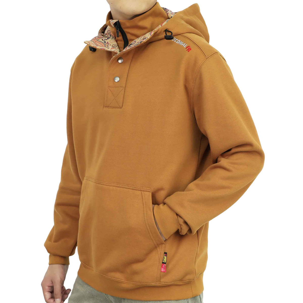 10.5 oz FR Quarter Zip Flapped Mock Neck Hooded Fleece Sweatshirts - C709