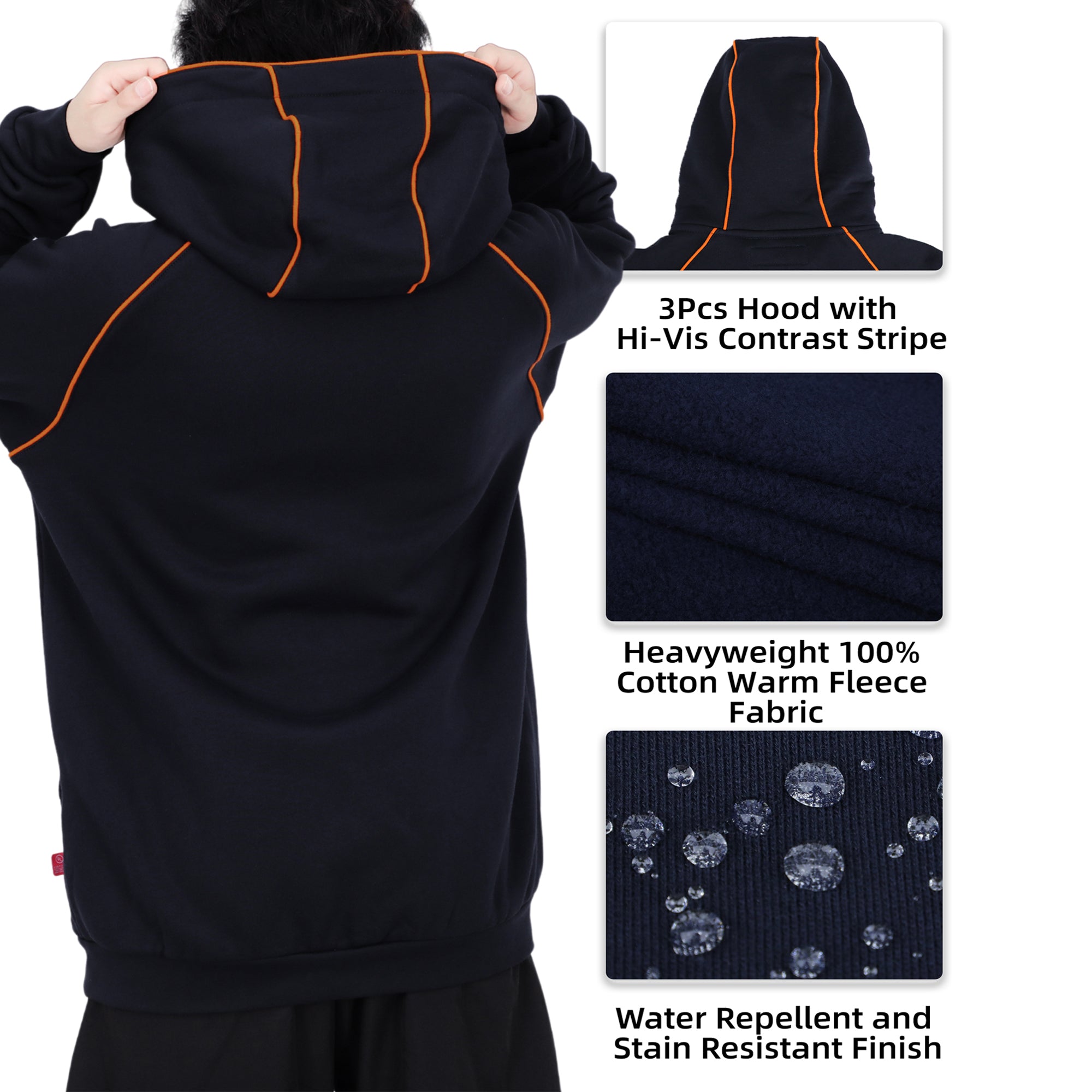 12OZ Heavyweight Cotton Fleece Zipper Front FR Hooded Sweatshirts-1531B