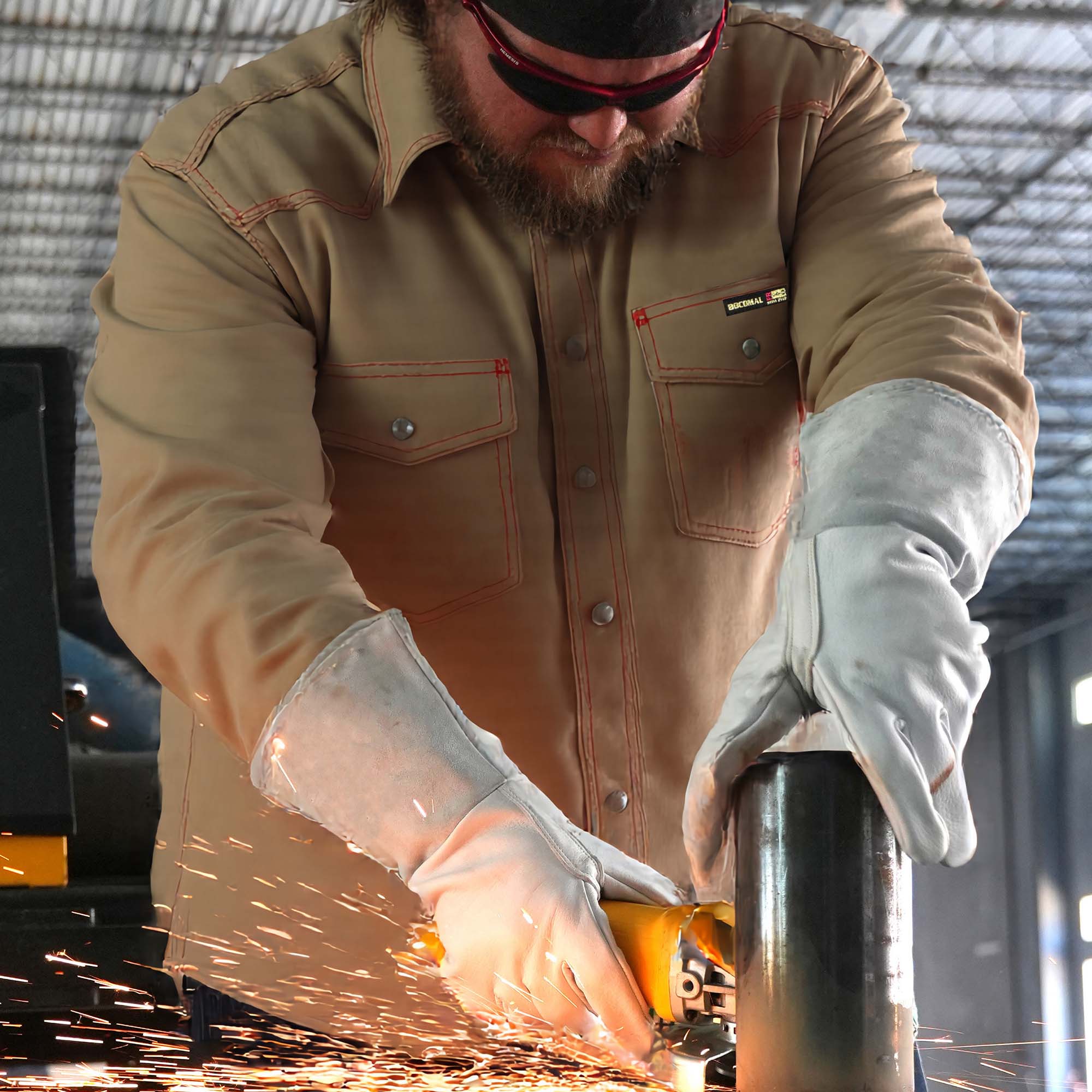 8.5OZ Heavyweight Stretch Canvas FR Welding Shirts-0932