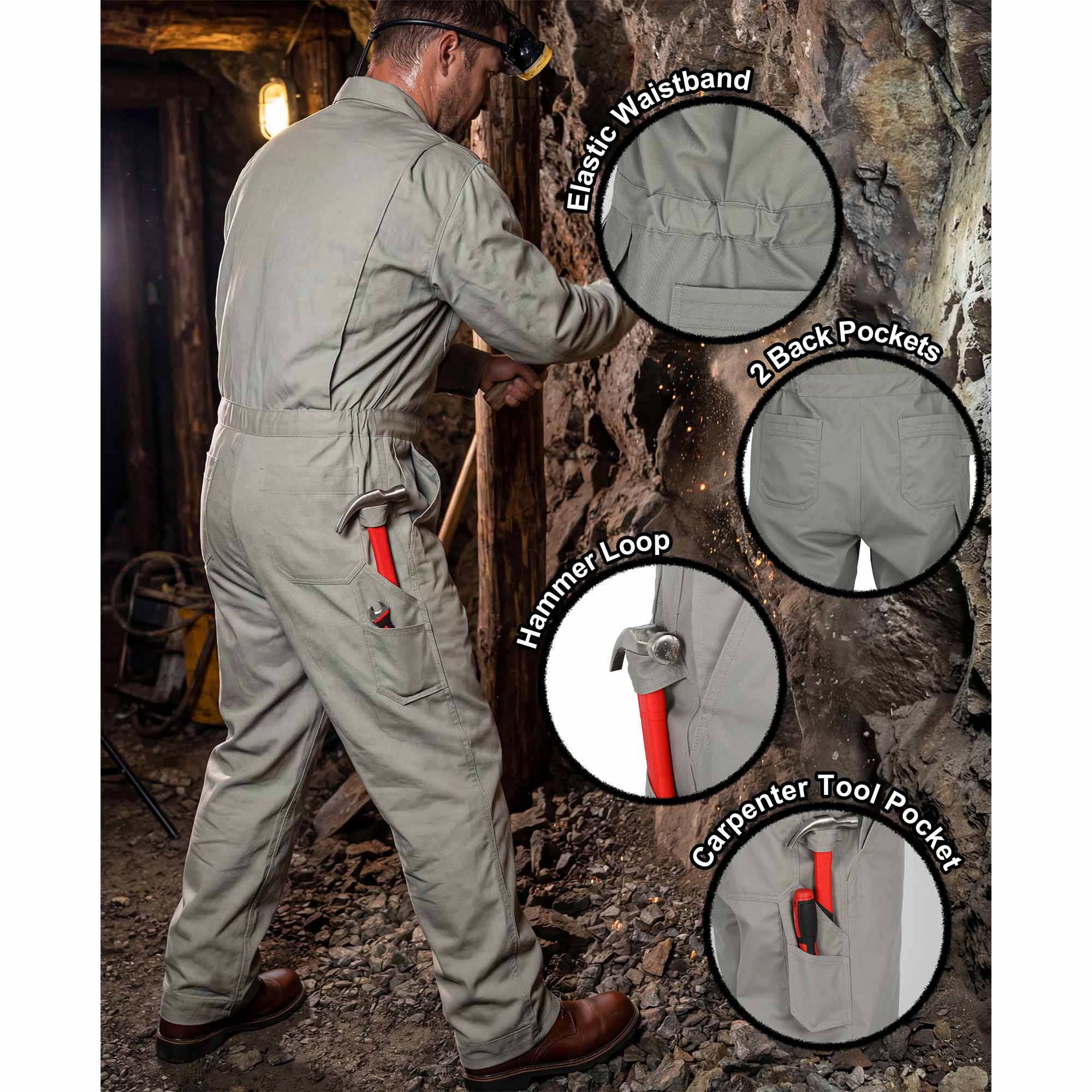 7.5OZ Cotton Twill FR Work Coverall - 2401