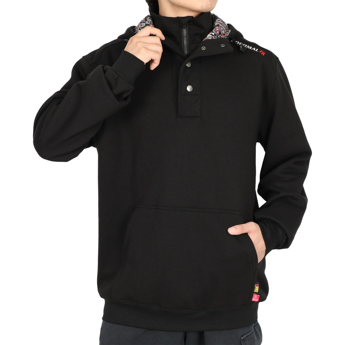 10.5 oz FR Quarter Zip Flapped Mock Neck Hooded Fleece Sweatshirts - C709