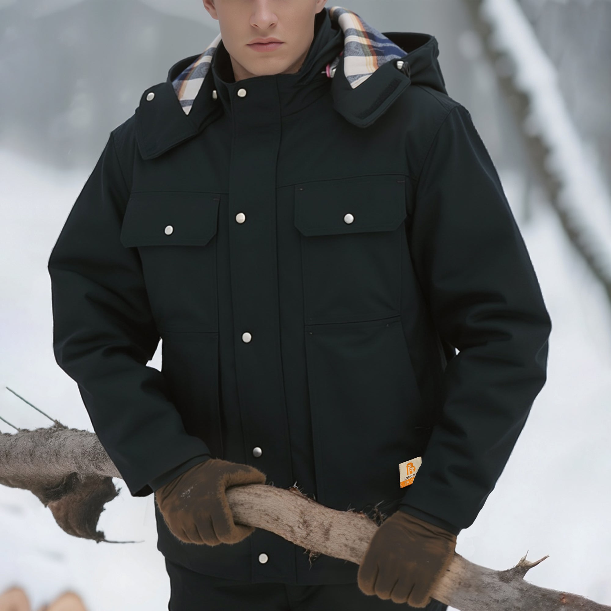 FR Jacket Insulated Heavyweight Canvas Flannel Lined,Detachable Hood -8804
