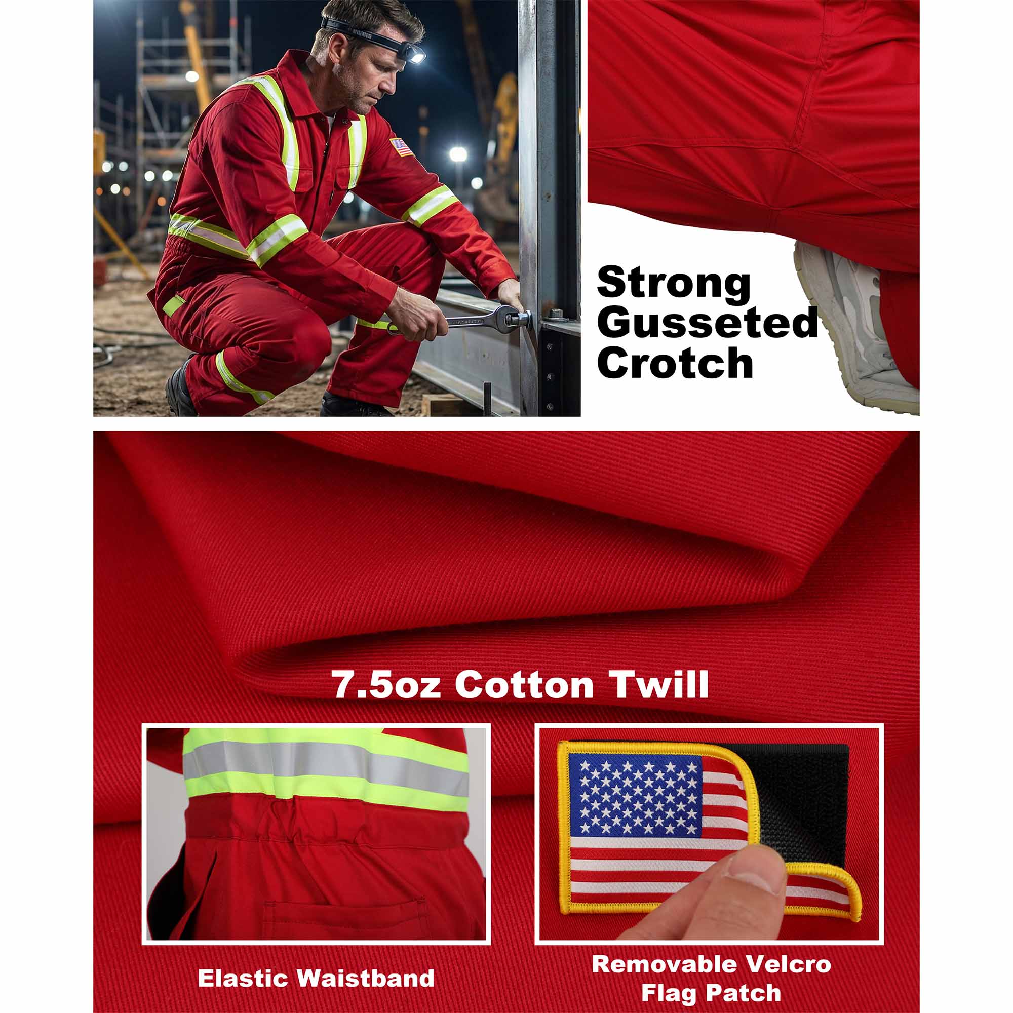 7.5OZ Cotton Twill FR Hi Vis Work Coverall - 2401HV