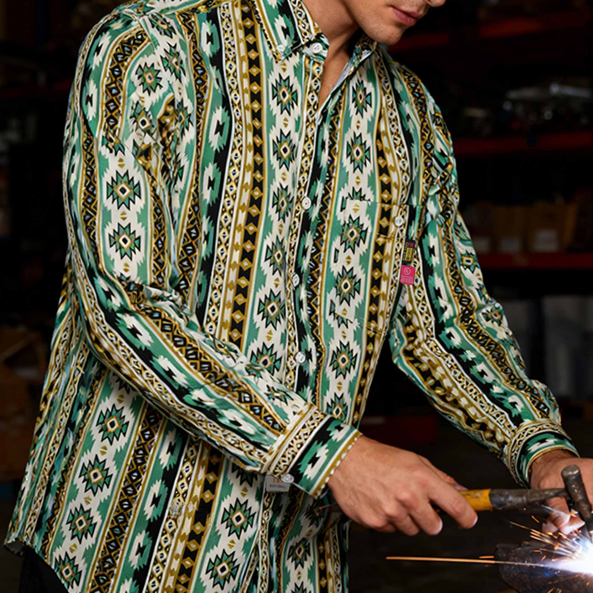6.5 oz Printed Bohemia Button Down FR Work Shirt-0816A