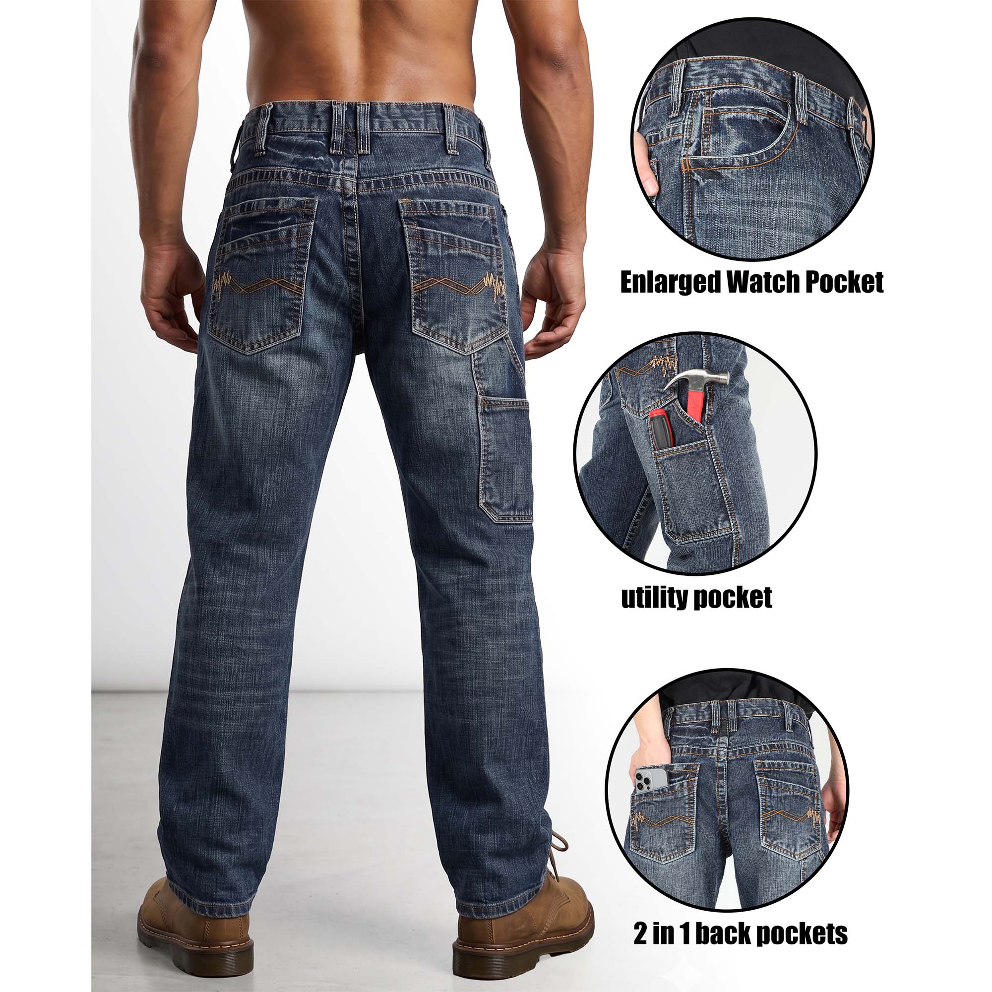 13.5OZ Heavywight Dura-Rugged Slub Denim Jeans(NON-FR)-PN072Q