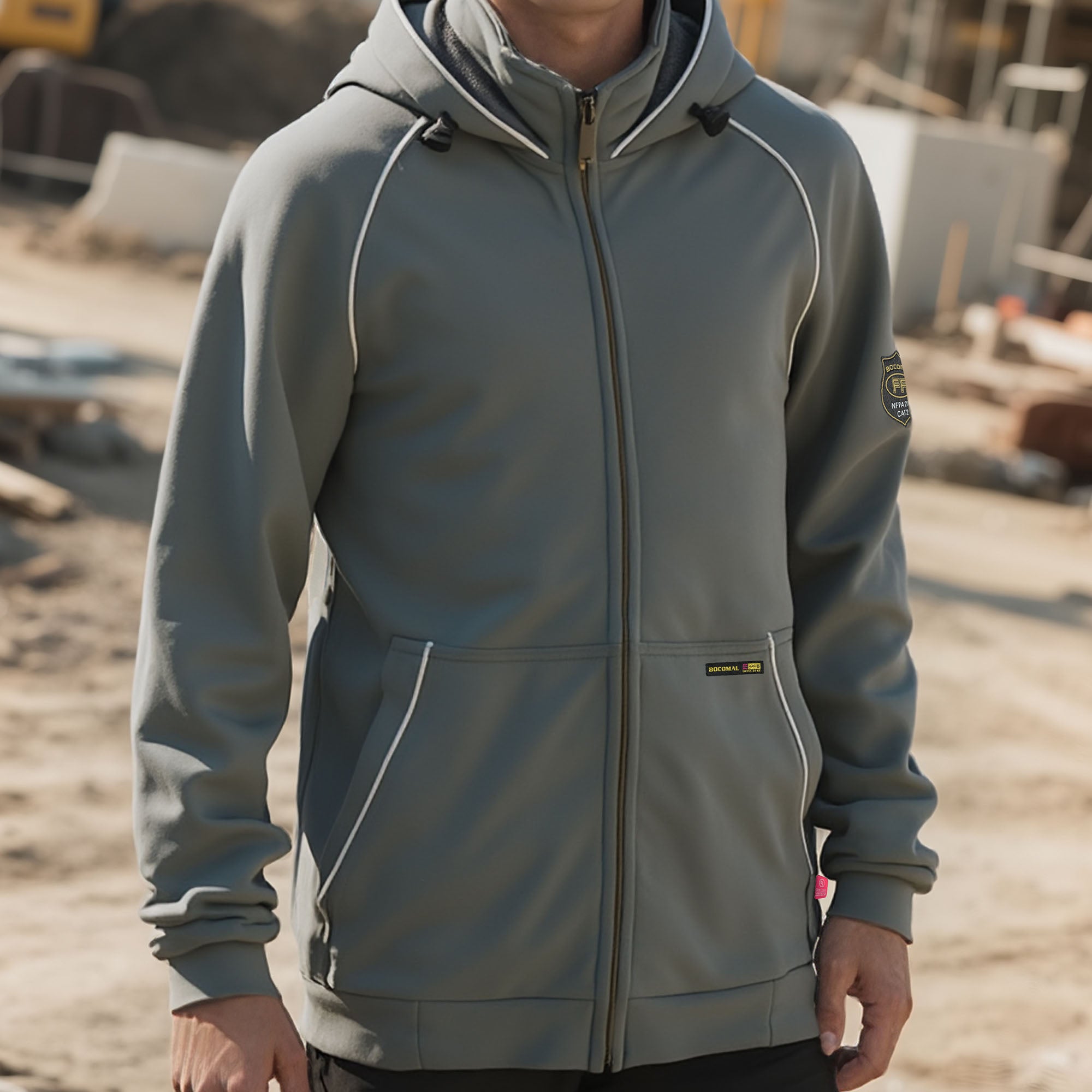 12OZ Heavyweight Cotton Fleece Zipper Front FR Hooded Sweatshirts-1531B