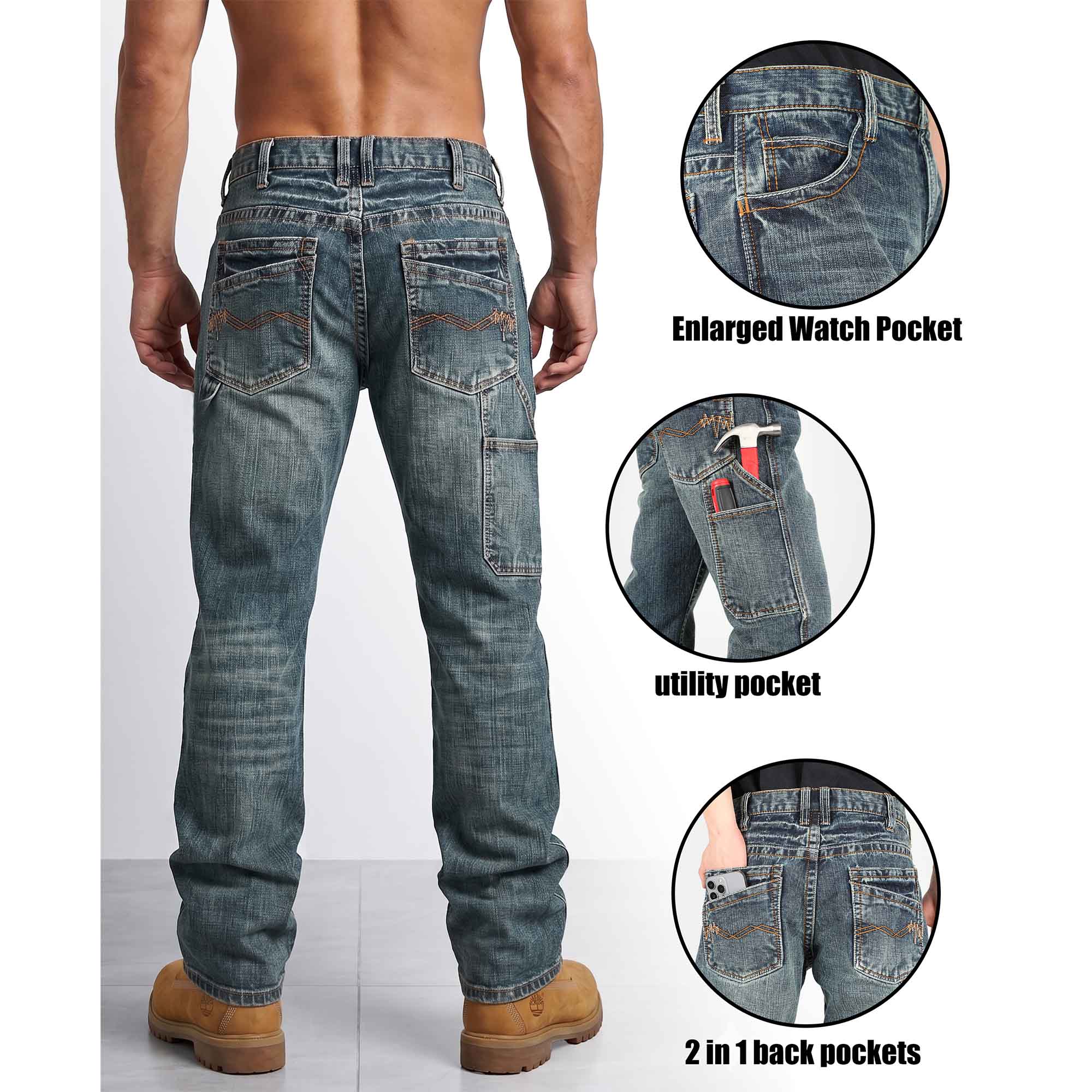 13.5OZ Heavywight Dura-Rugged Slub Denim Jeans(NON-FR)-PN072Q