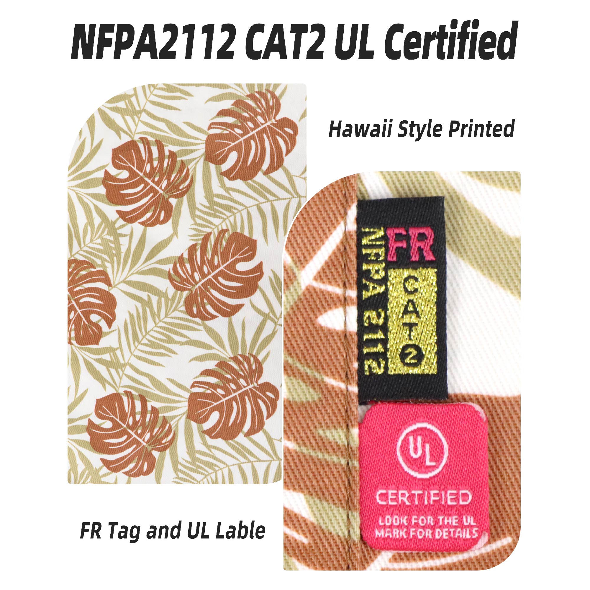 6.5OZ Printed Hawaii Lightweight Button Down FR Shirts-0816A
