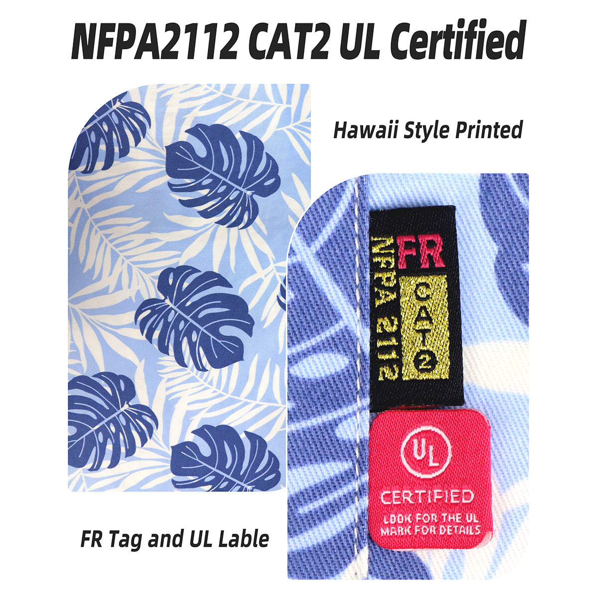 6.5OZ Printed Hawaii Lightweight Button Down FR Shirts-0816A