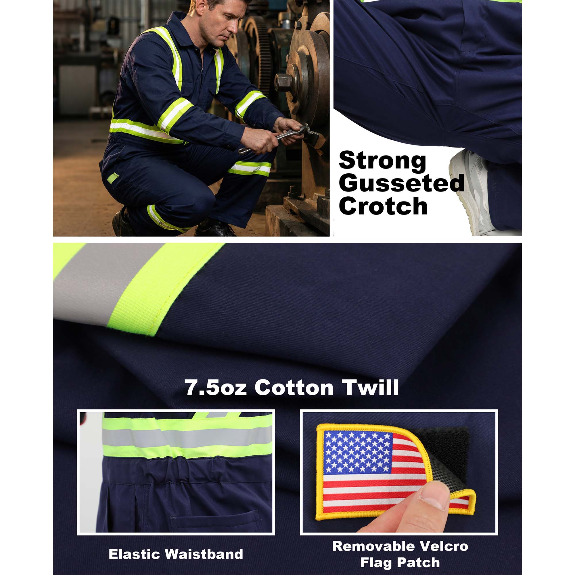 7.5OZ Cotton Twill FR Hi Vis Work Coverall - 2401HV