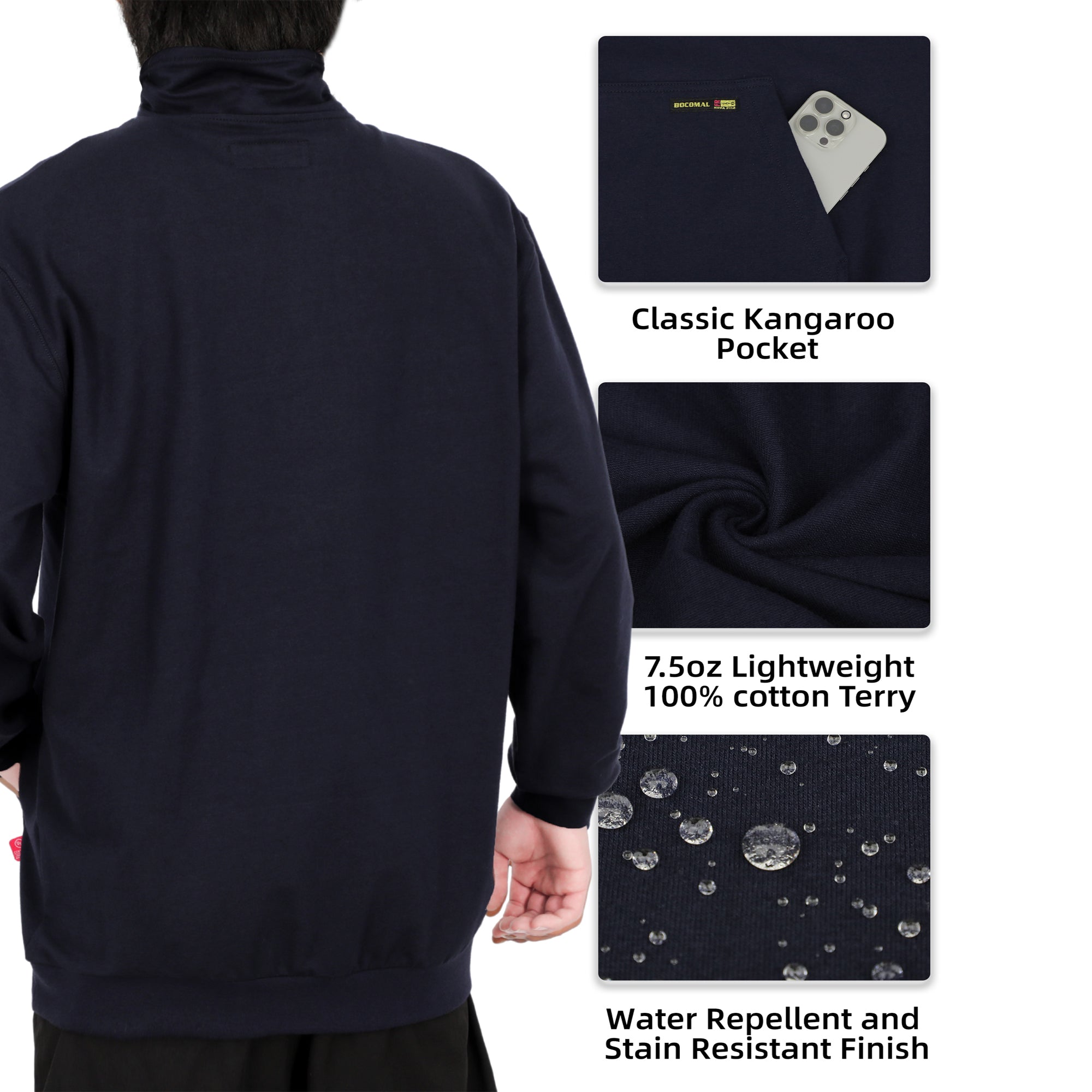 7.5OZ Midweight Non-Fleece Mock Neck FR Sweater Shirts-9013