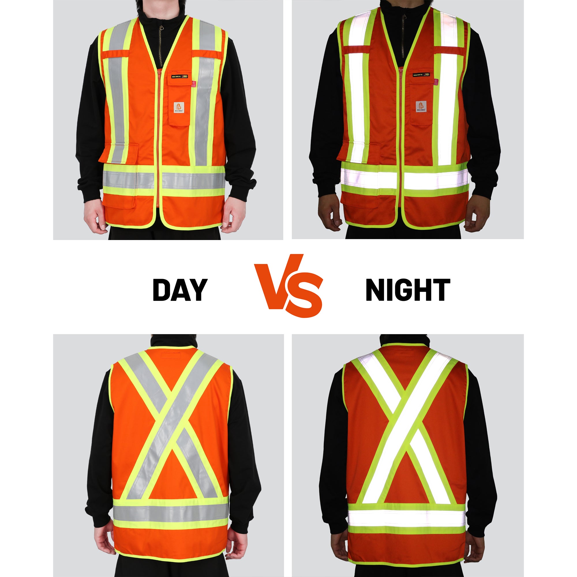 7.5OZ 4”Tape Hi Vis FR Zipper Vest-3402HV