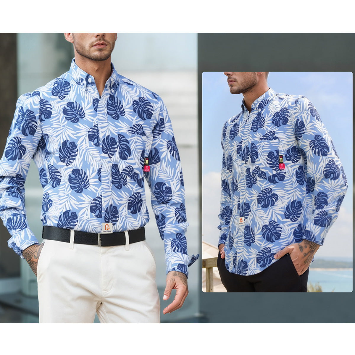 6.5OZ Printed Hawaii Lightweight Button Down FR Shirts-0816A