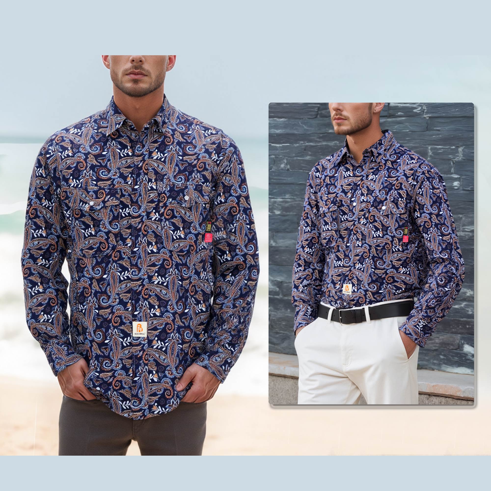 6.5OZ Lightweight Printed FR Shirts With Pearl Snap