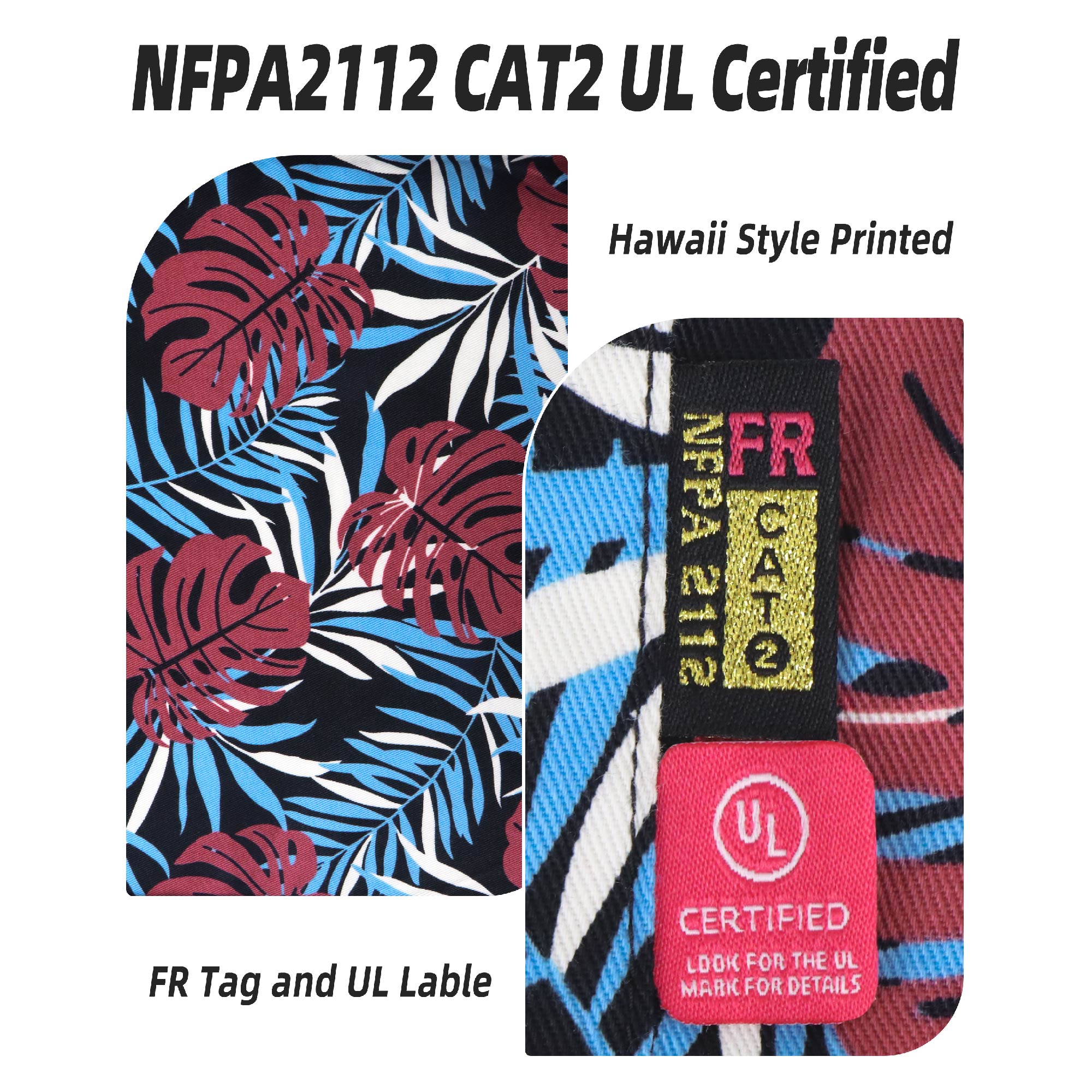 6.5OZ Printed Hawaii Lightweight Button Down FR Shirts-0816A
