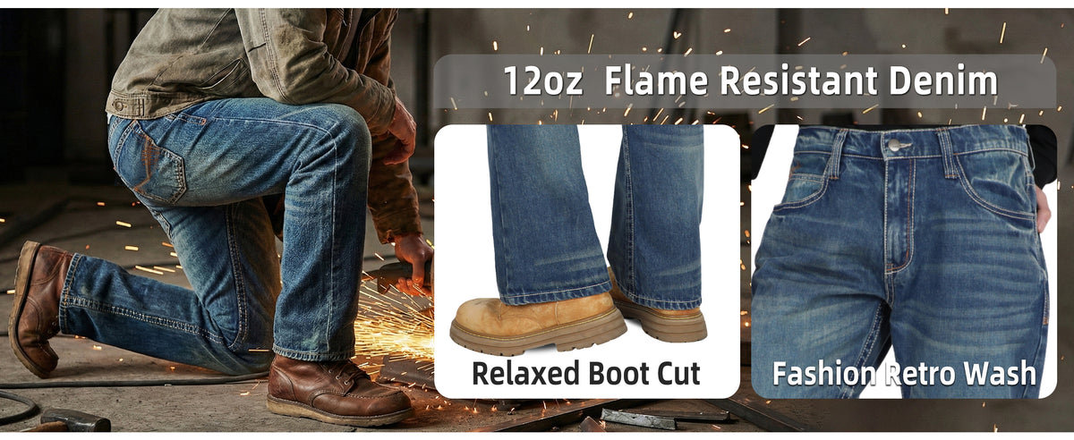 12OZ Relaxed Fit Boot Cut Retro FR Jeans -8305