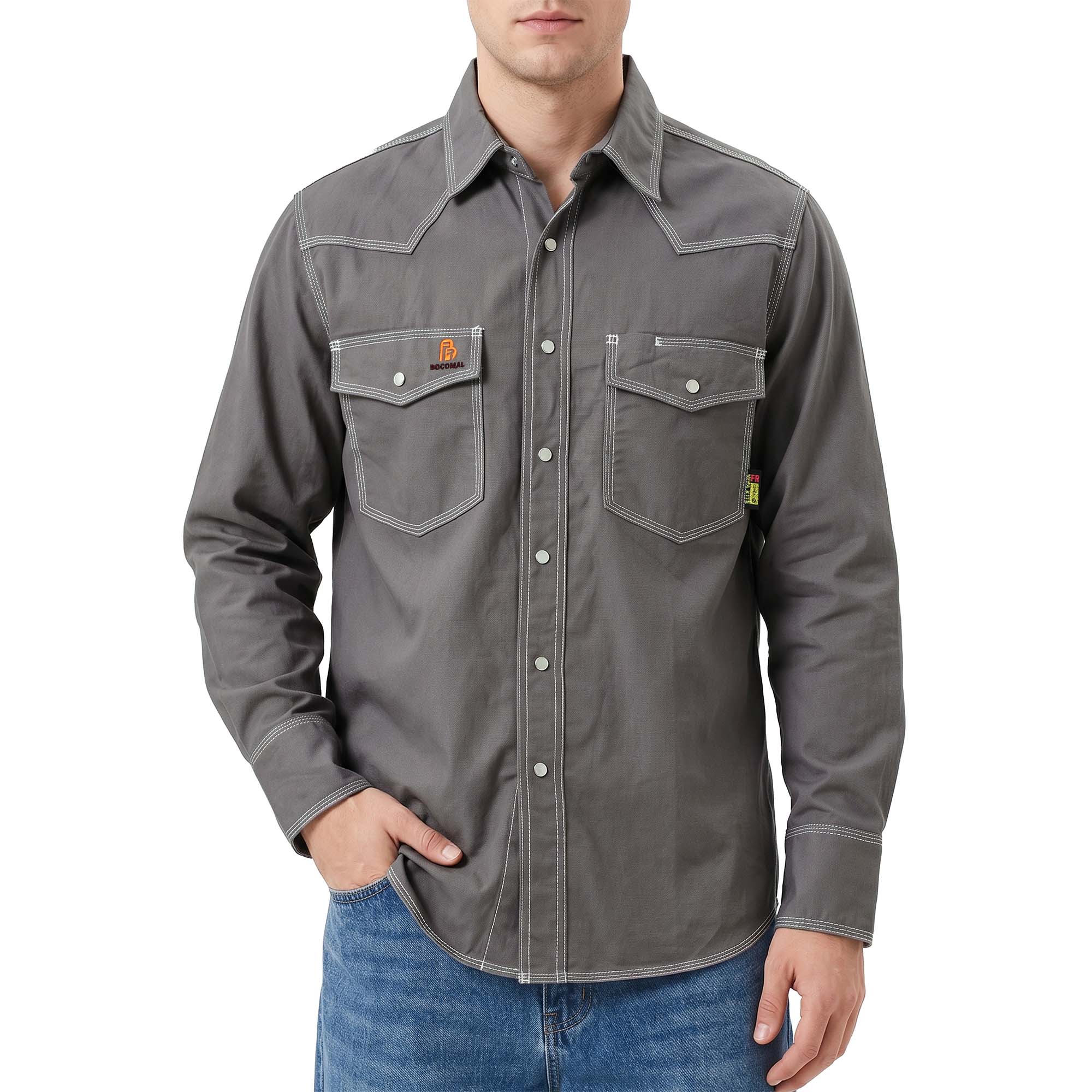 6.5OZ FR Work Shirt With Pearl Snap-0939