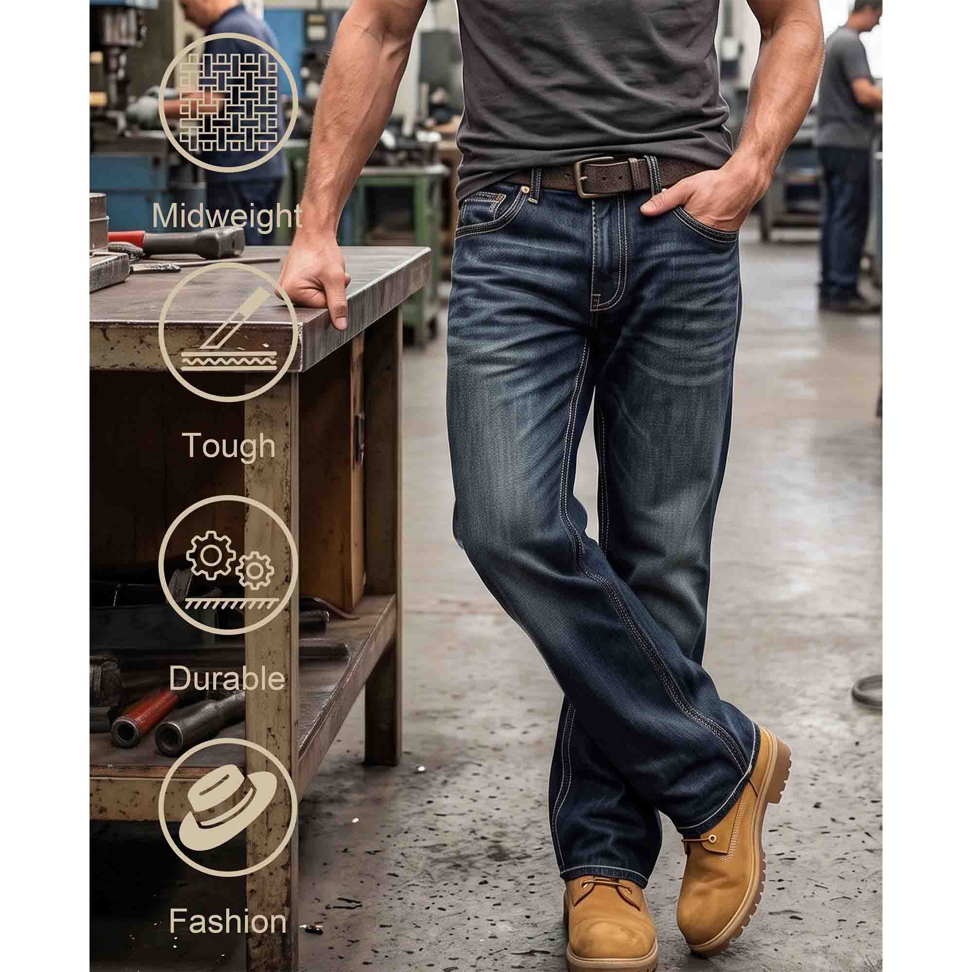 12 OZ Relaxed Fit Boot Cut Midweight Denim FR Jeans - 8305-1