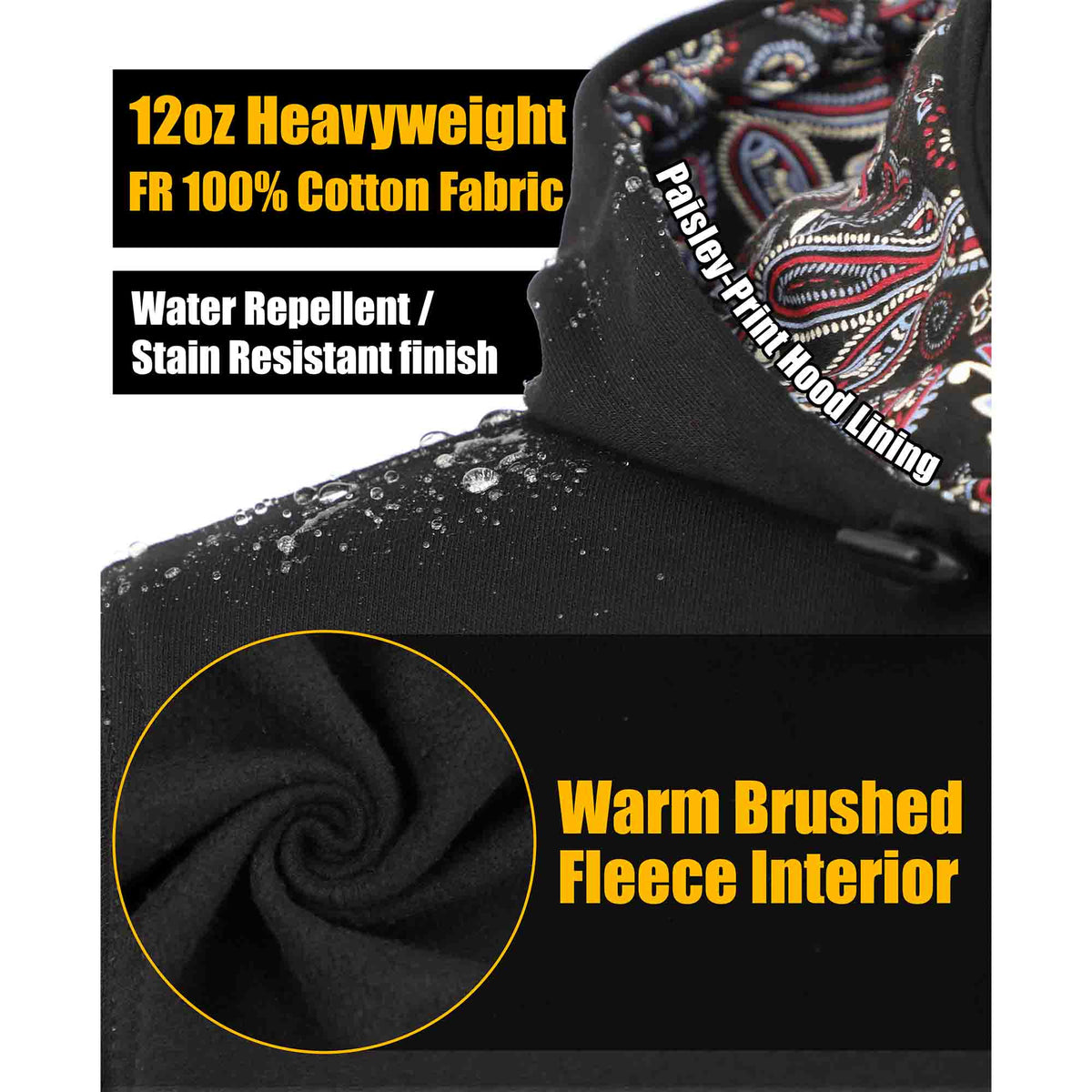 12 oz Fleece Zip Up Mock Neck Hooded FR Jackets - C631