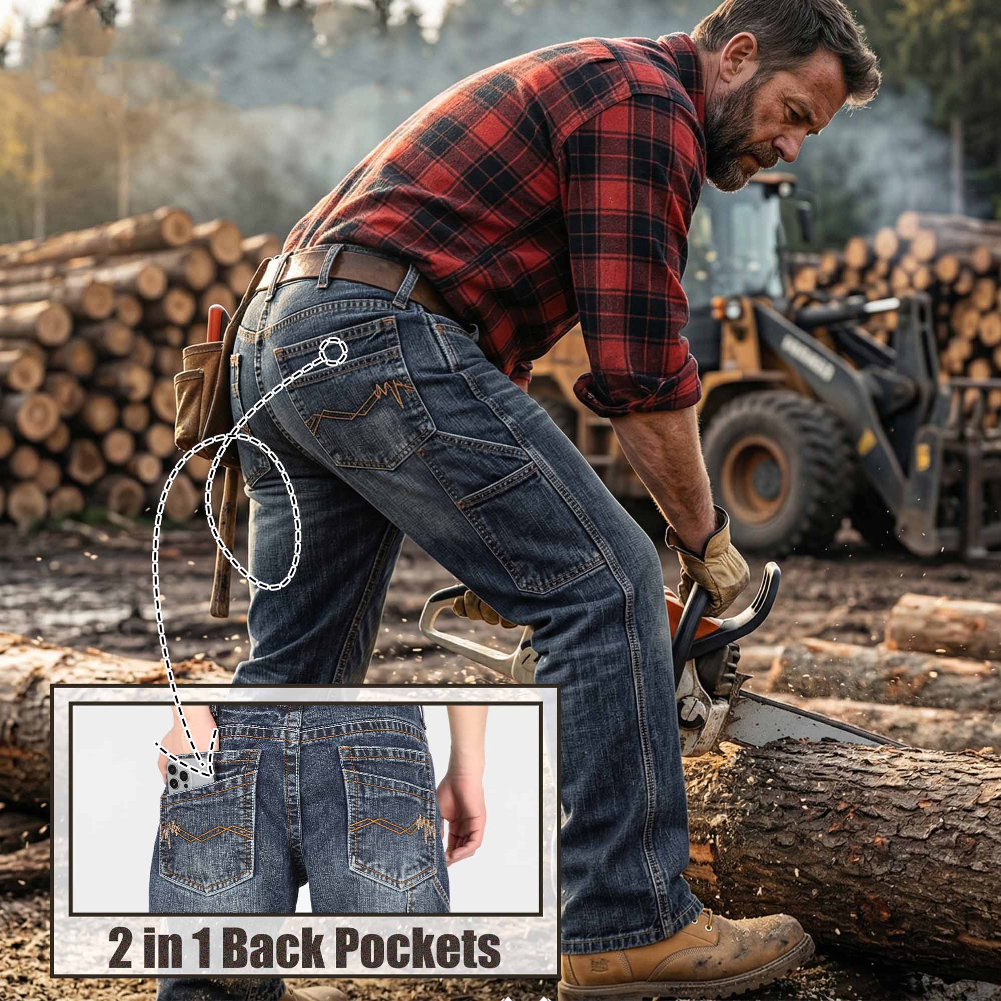 13.5OZ Heavywight Dura-Rugged Slub Denim Jeans(NON-FR)-PN072Q