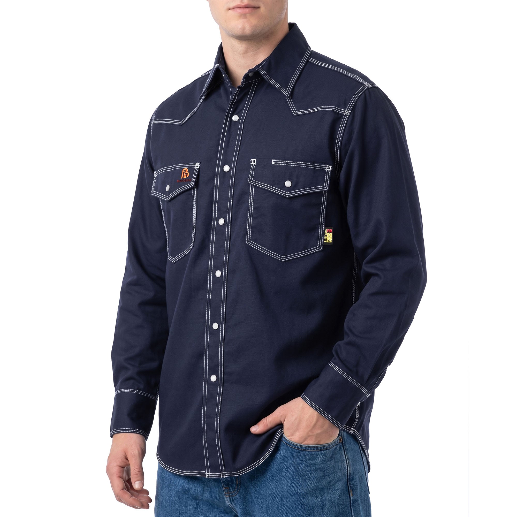 6.5OZ FR Work Shirt With Pearl Snap-0939