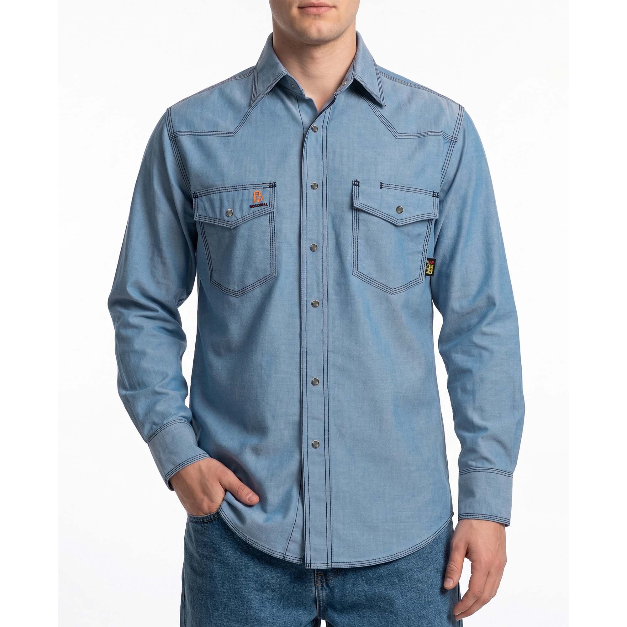 6.5OZ FR Work Shirt With Pearl Snap-0939