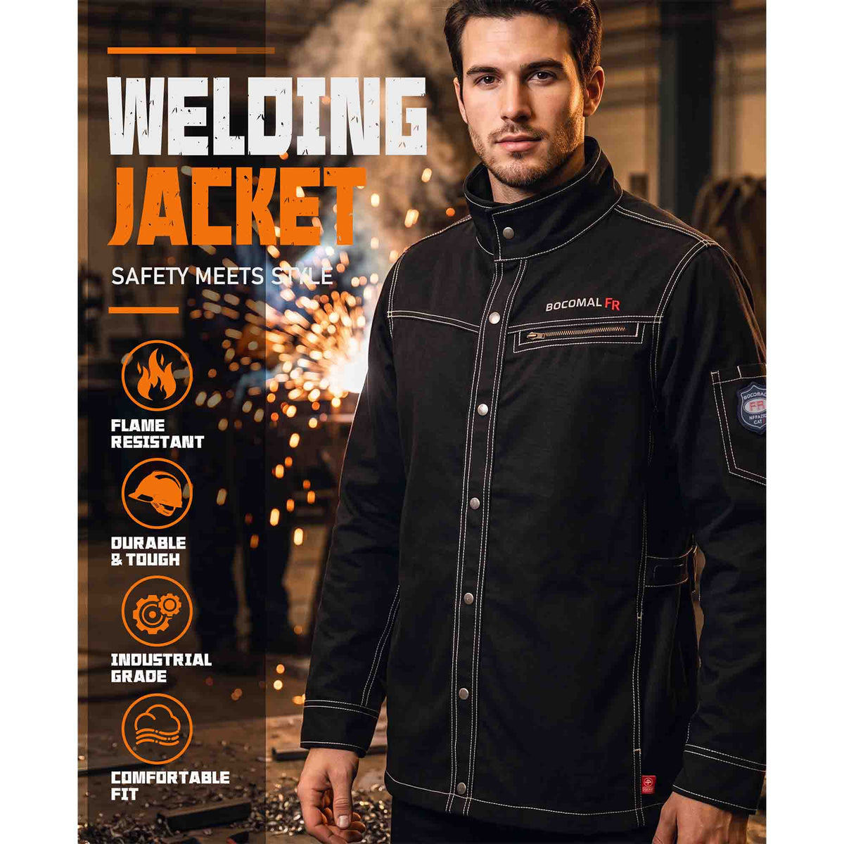 10.5 oz Heavyweight Canvas Adjustable Waist FR Welding Jacket