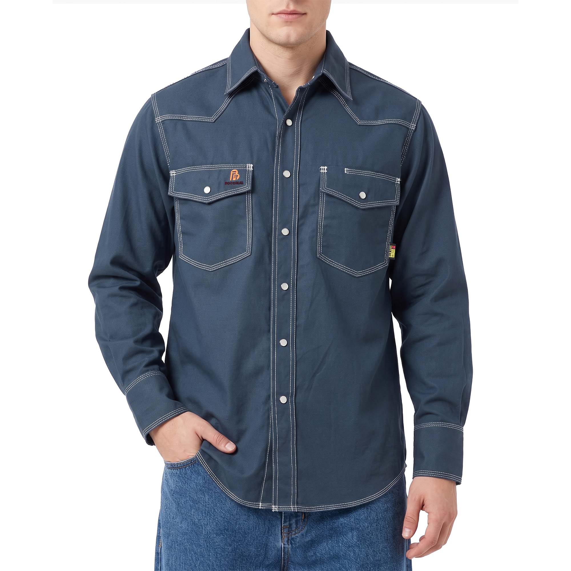 6.5OZ FR Work Shirt With Pearl Snap-0939