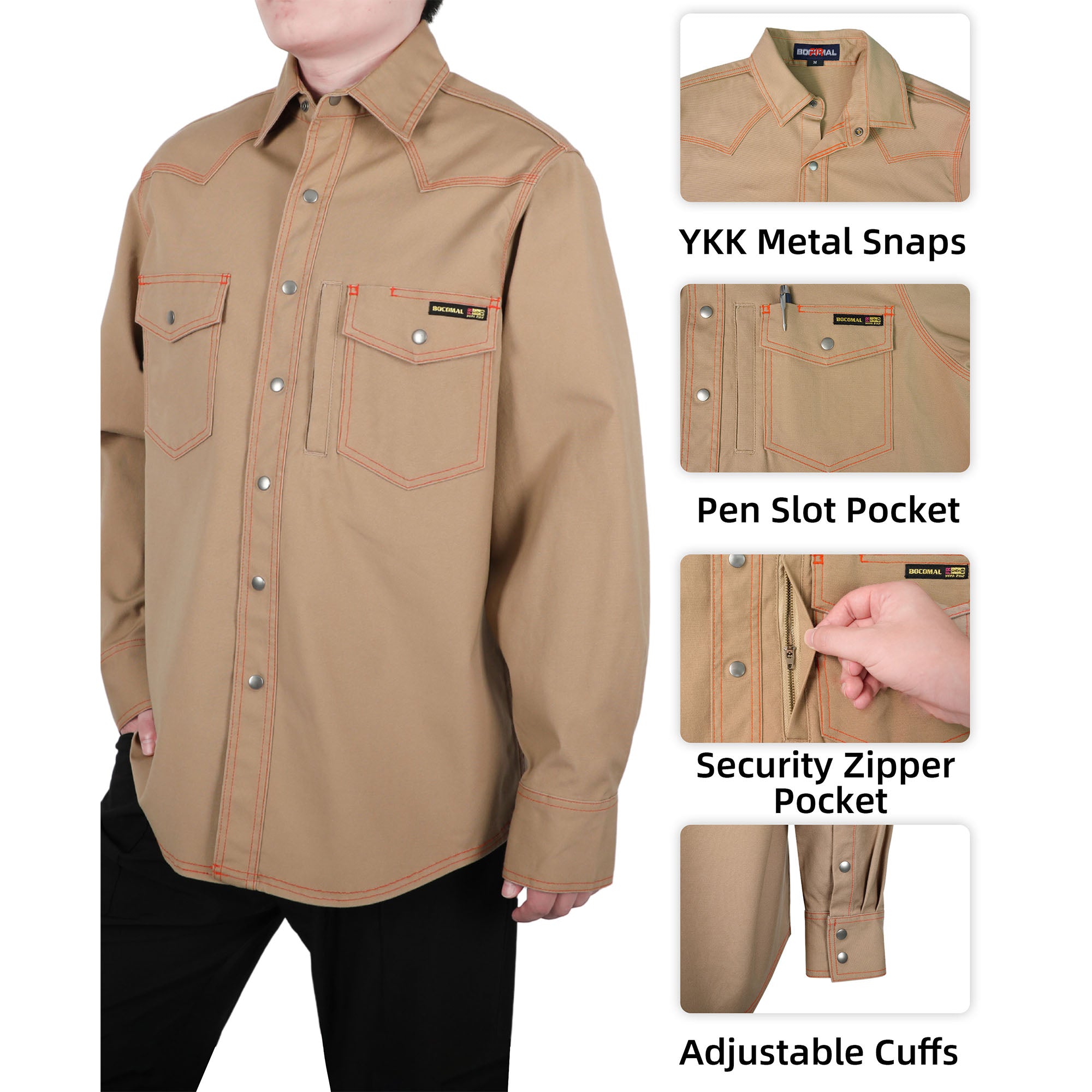 8.5OZ Heavyweight Stretch Canvas FR Welding Shirts-0932