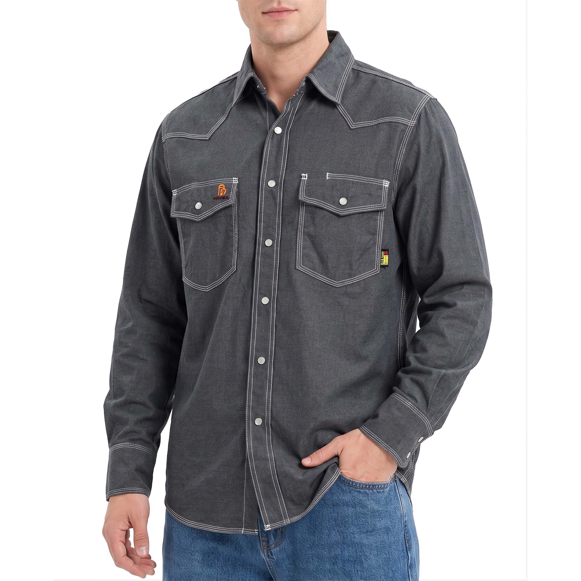 6.5OZ FR Work Shirt With Pearl Snap-0939