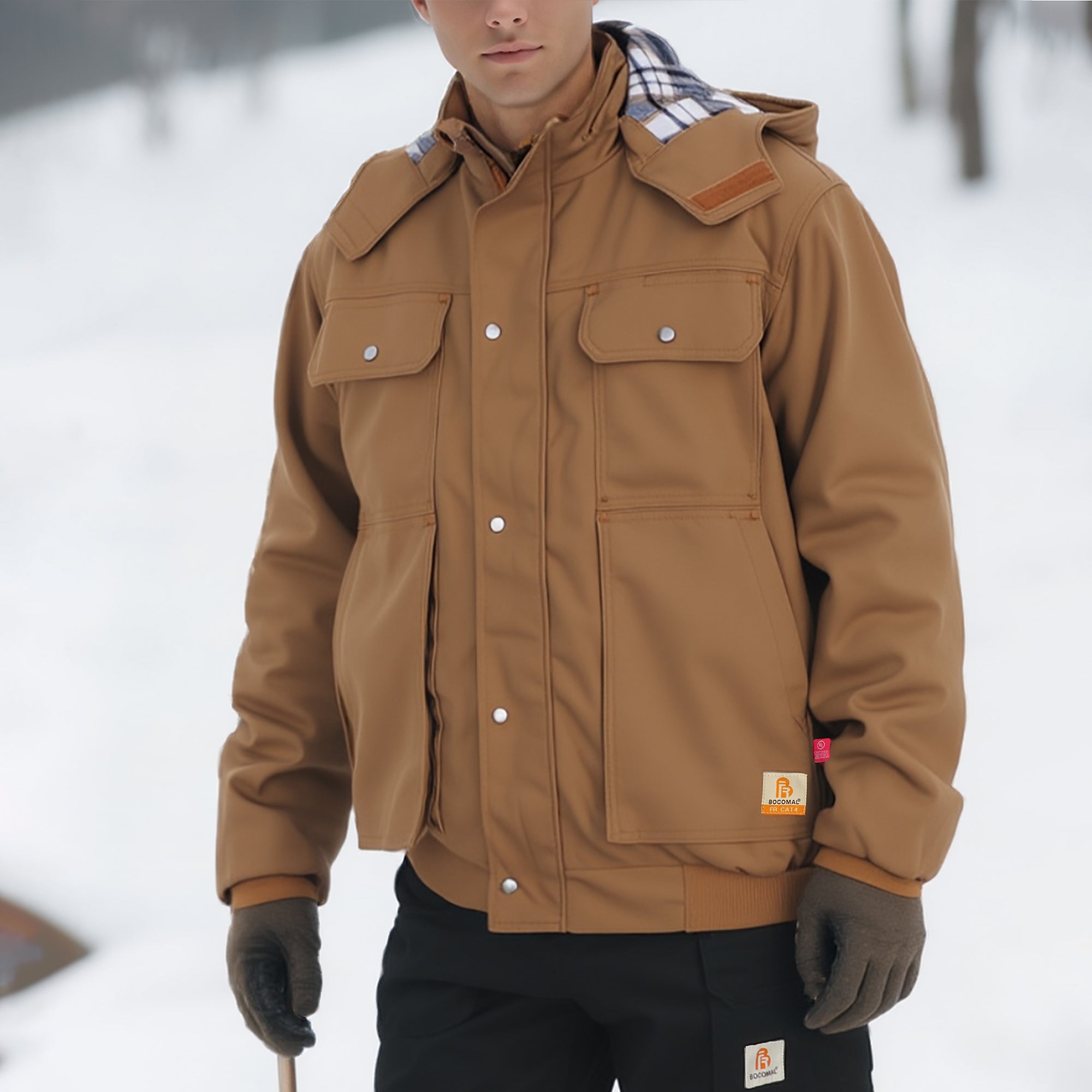 FR Jacket Insulated Heavyweight Canvas Flannel Lined,Detachable Hood -8804