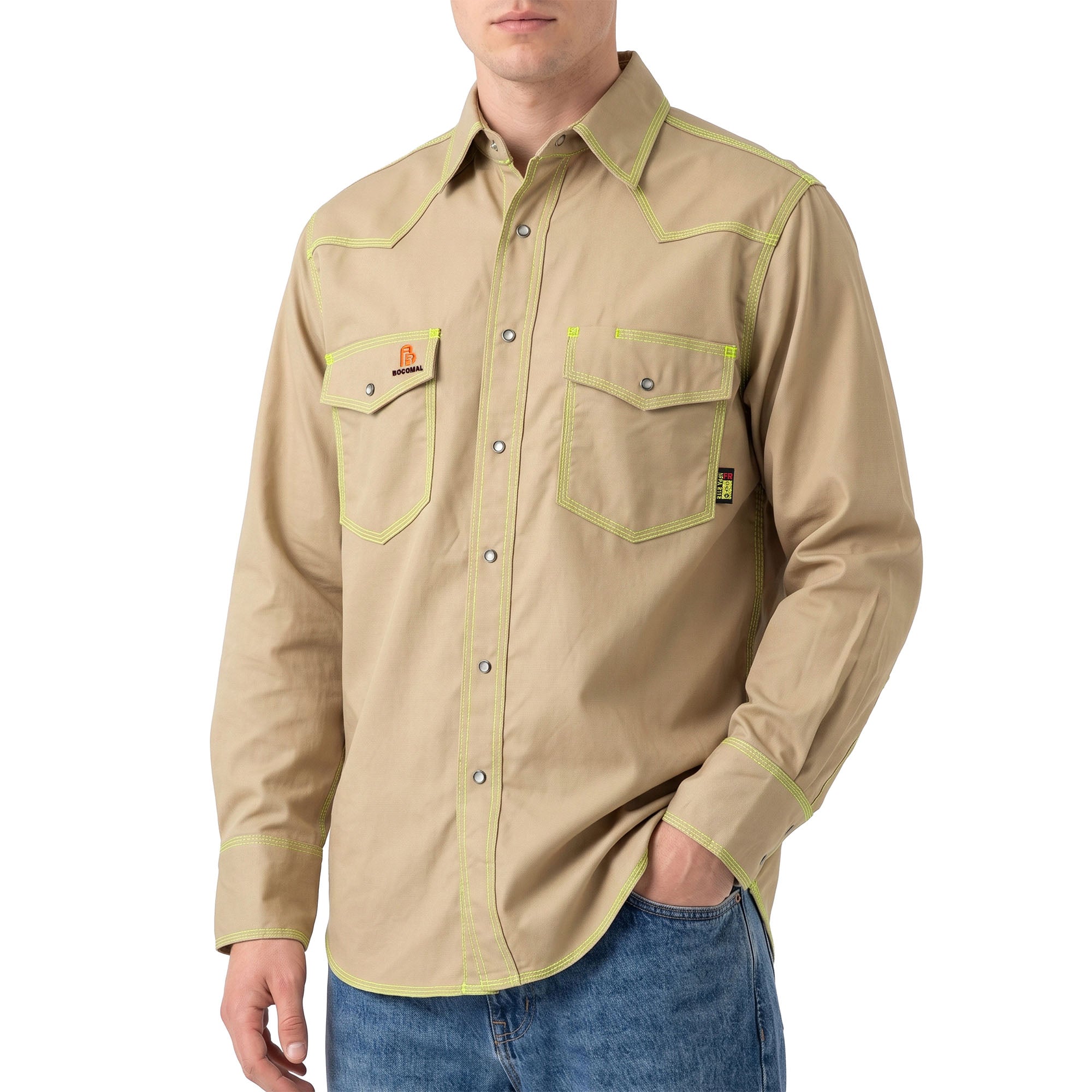 6.5OZ FR Work Shirt With Pearl Snap-0939