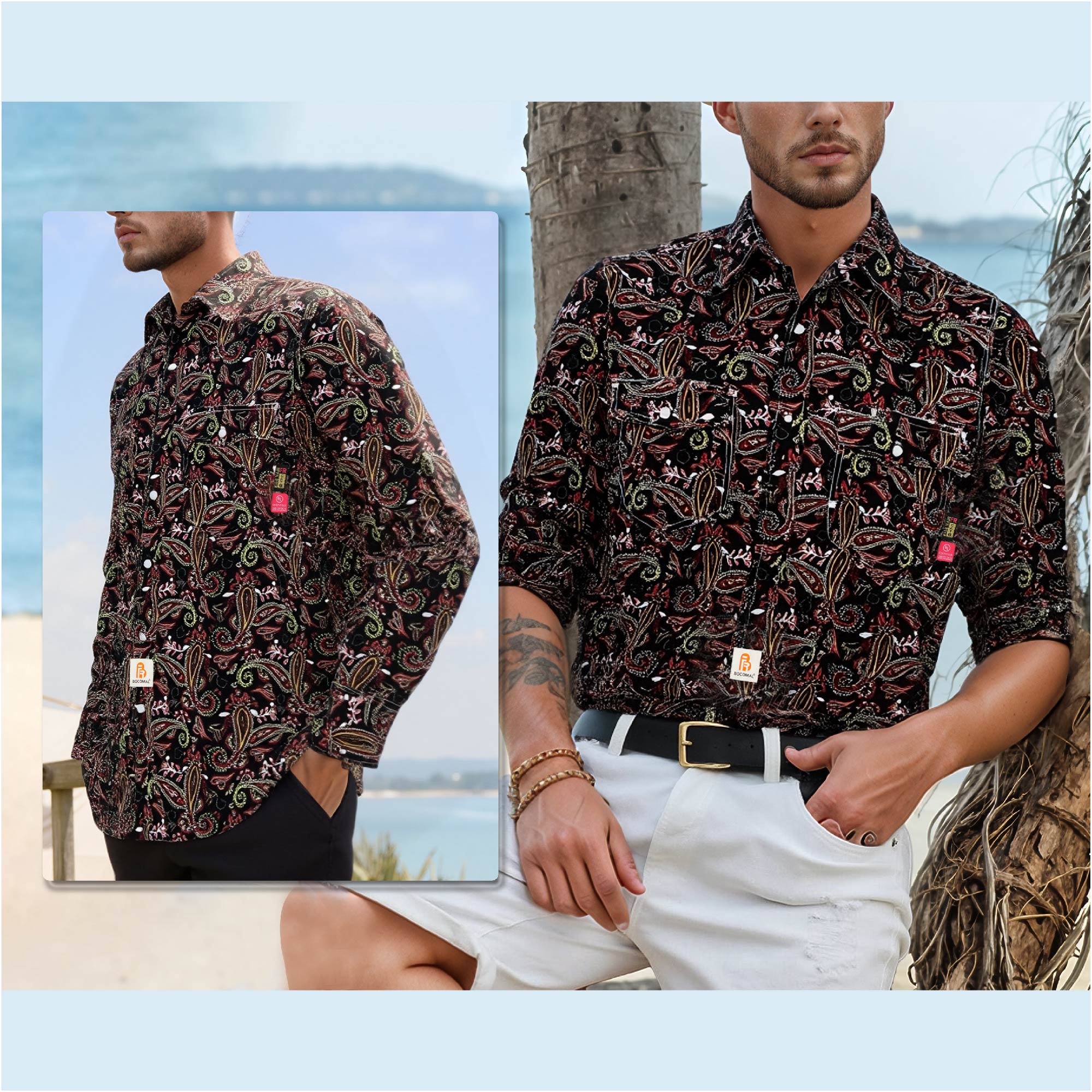 6.5OZ Lightweight Printed FR Shirts With Pearl Snap