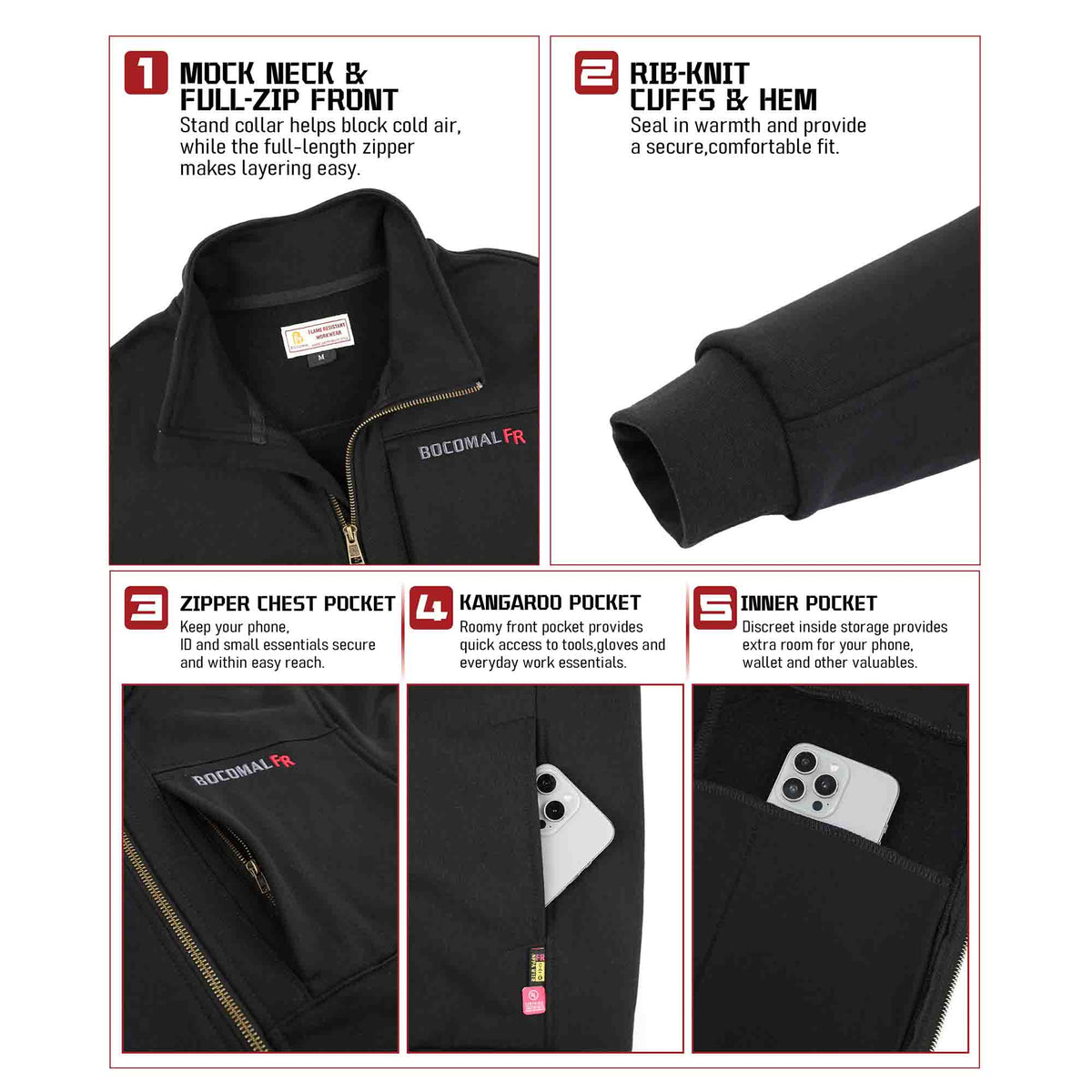 12 oz  Full Zipper FR Sweat Jackets - C531