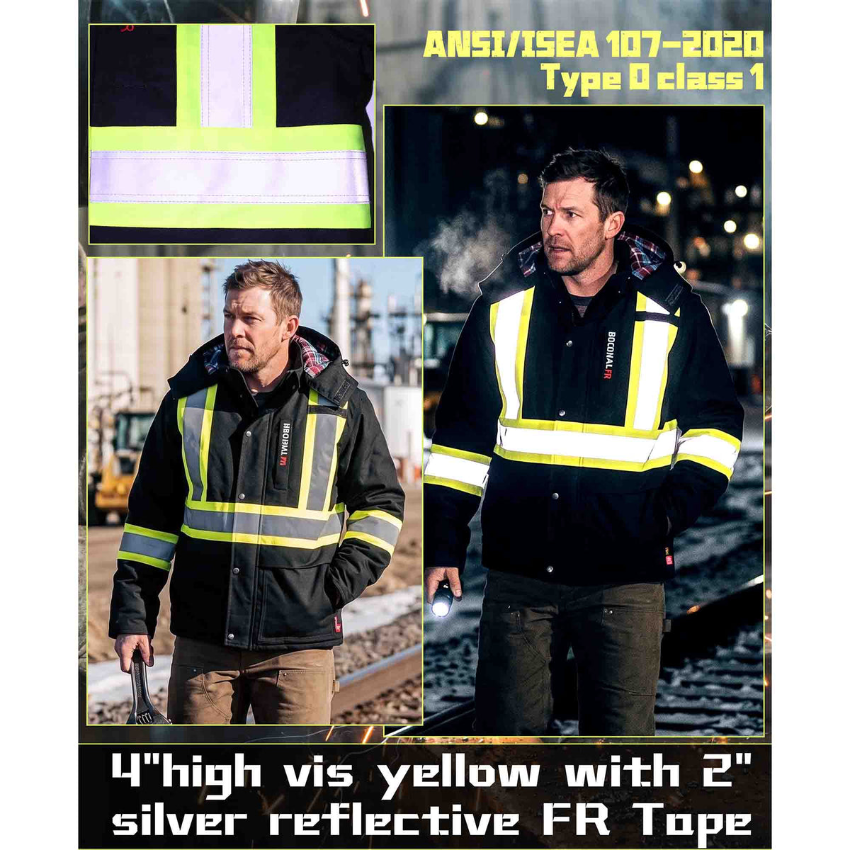 10 oz High Visibility Heavy Duty Reflective Coat FR Jacket