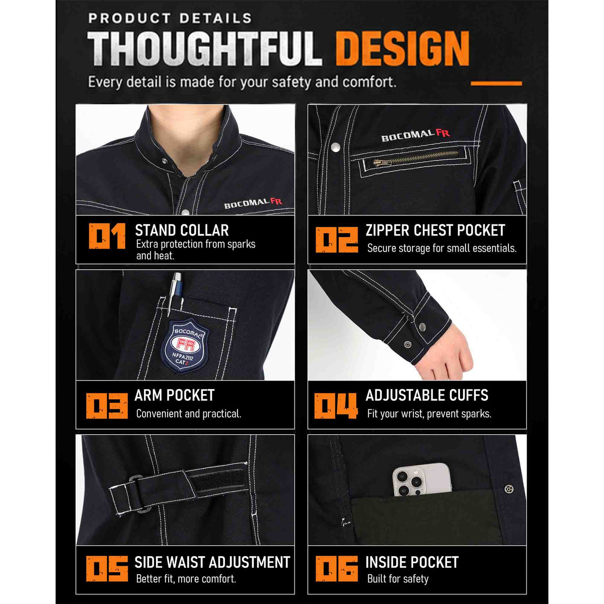 10.5 oz Heavyweight Canvas Adjustable Waist FR Welding Jacket