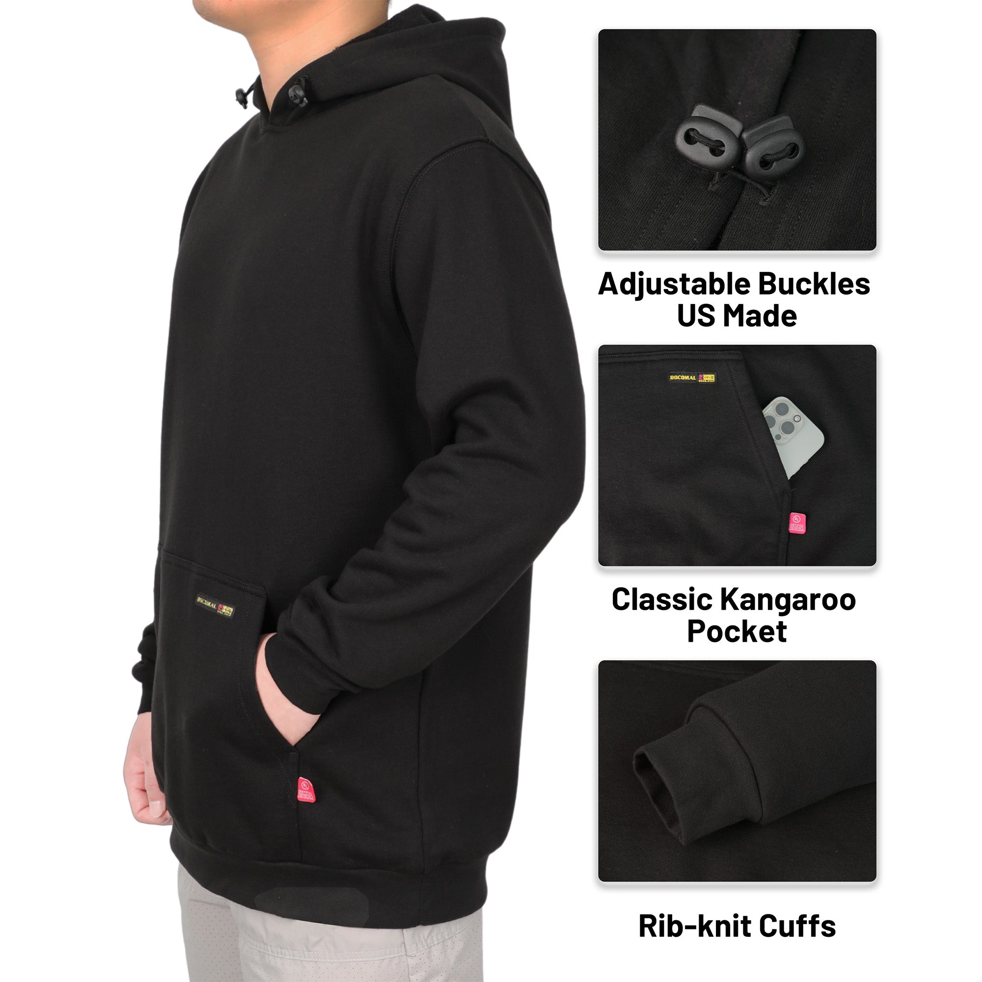 14OZ Heavyweight Cotton Fleece FR Hooded Sweatshirts-2619