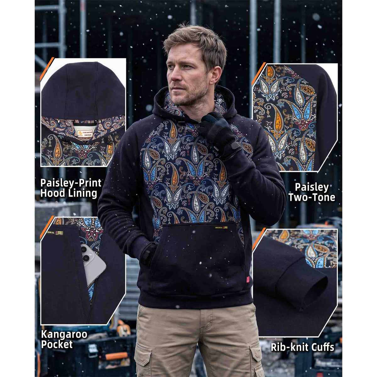 10.5 oz Midweight Paisley Print FR Pullover Hoodie
