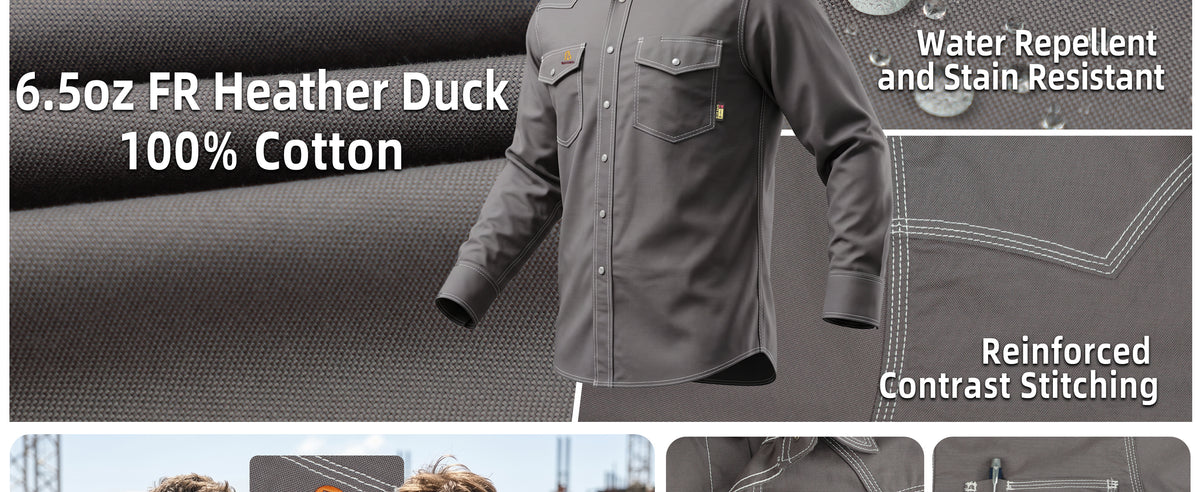 6.5OZ FR Work Shirt With Pearl Snap-0939