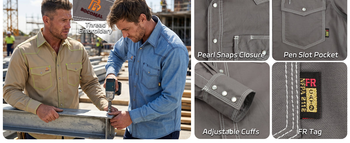 6.5OZ FR Work Shirt With Pearl Snap-0939
