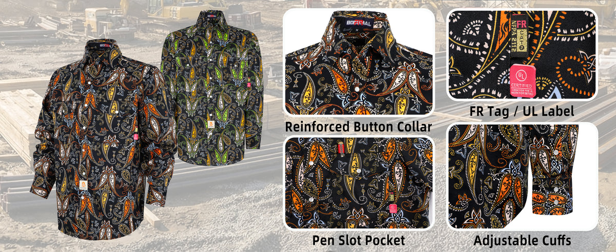 6.5OZ Lightweight Printed FR Shirts With Pearl Snap