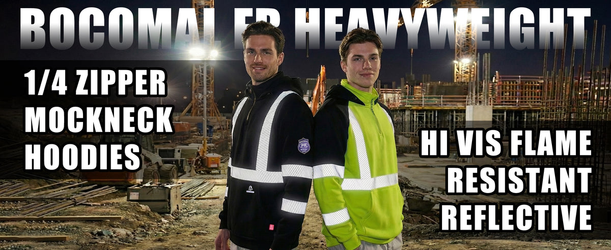 12 oz Hi-Vis Flame Resistant Quarter-Zip Mockneck Hoodie - 4531HV