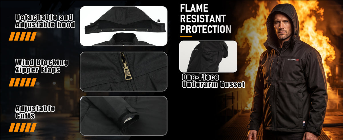 8.5 oz Fleece Lined 7 oz Stretch Windproof Shell FR Jacket