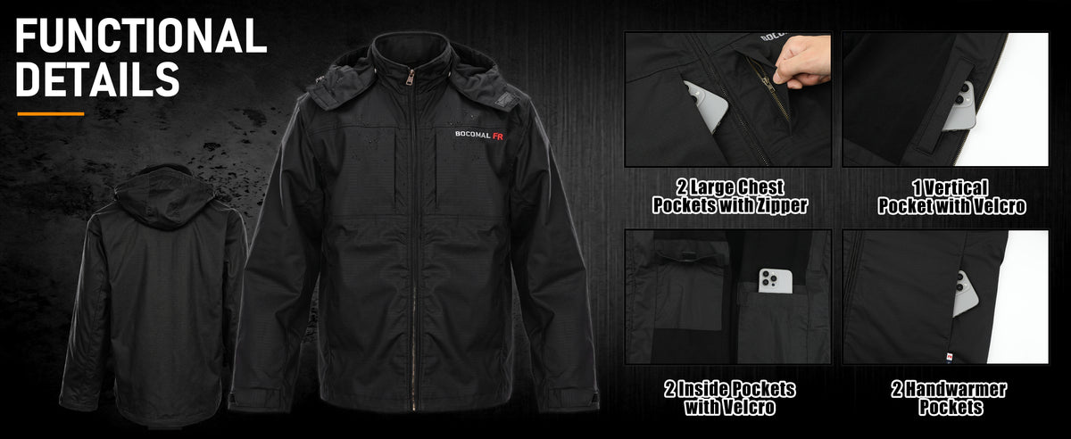 8.5 oz Fleece Lined 7 oz Stretch Windproof Shell FR Jacket