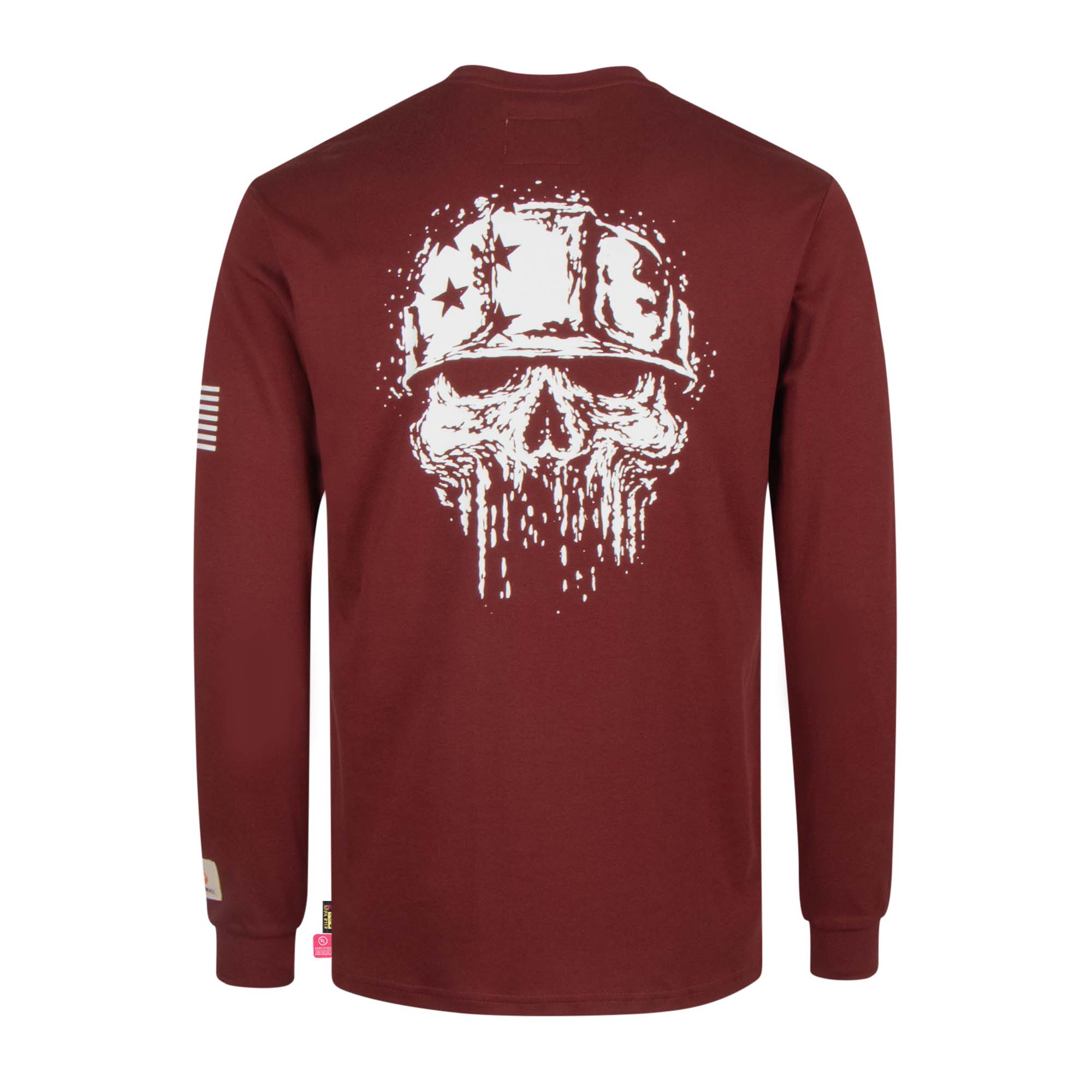 7OZ Midweight FR Flag/Skull Print Henley T-Shirts -D1203