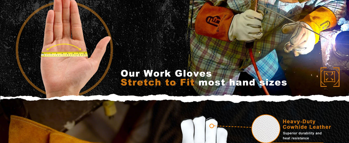 Classic Welding Gloves,Grain Leather Multi Tasks,14" Lined Leather Mig/Stick Gloves, Kevlar Stitching-0101/0201
